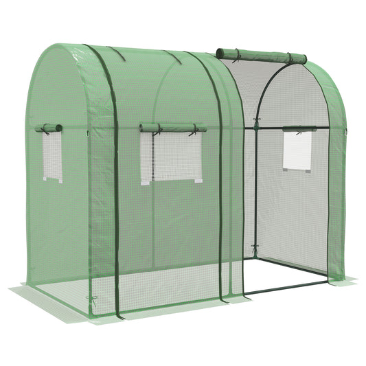 Outsunny Invernadero de Jardín Invernadero Resistente con 4 Ventanas 2 Puertas Enrollables con Cremallera Anti-UV para Cultivo de Plantas Flores Tomates en Terraza Patio 185x94x150 cm Verde