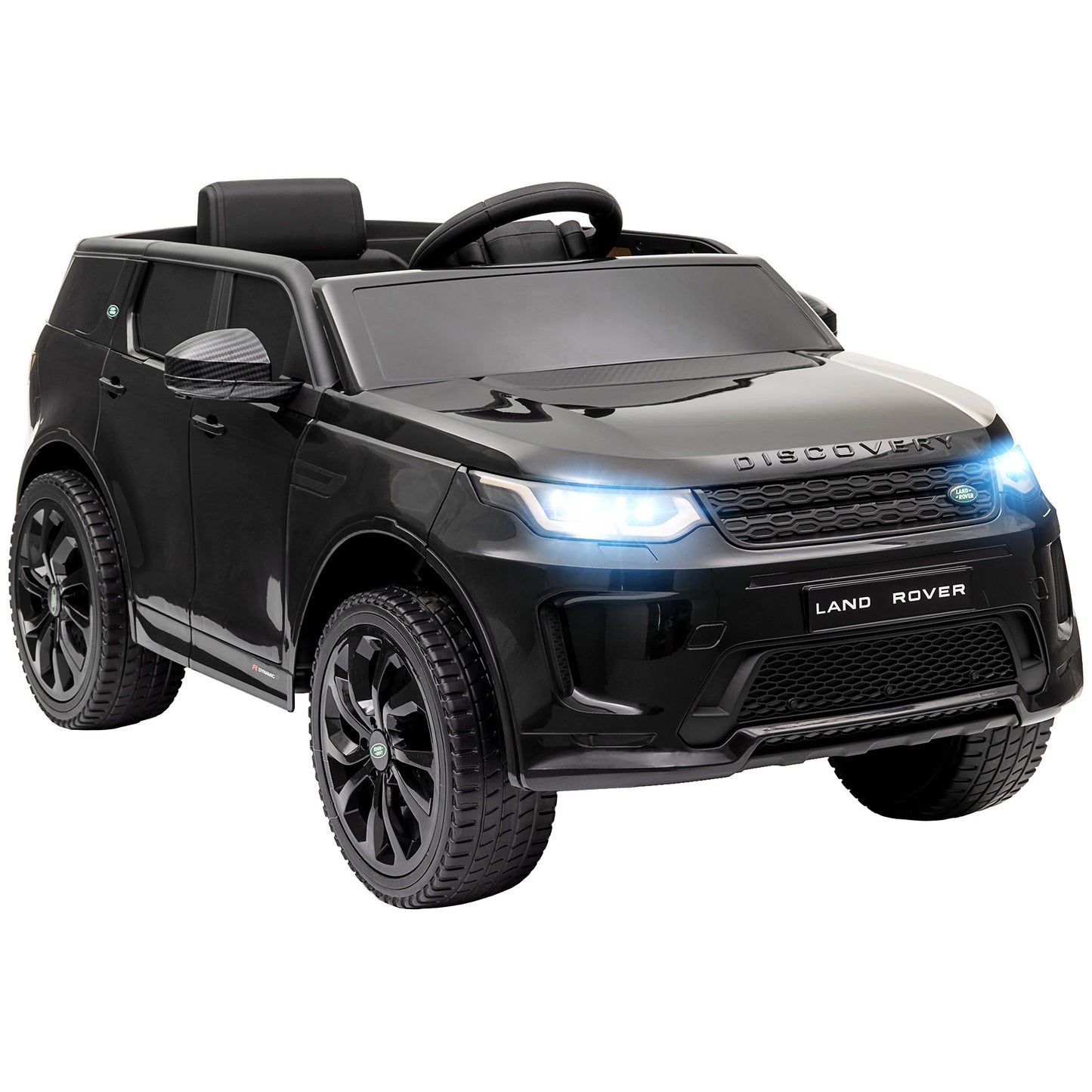 AIYAPLAY Coche Eléctrico para Niños de +3 Años con Licencia Land Rover Discovery Sport Carro Eléctrico Infantil con Batería 12V Mando a Distancia Faros Bocina y Música Negro