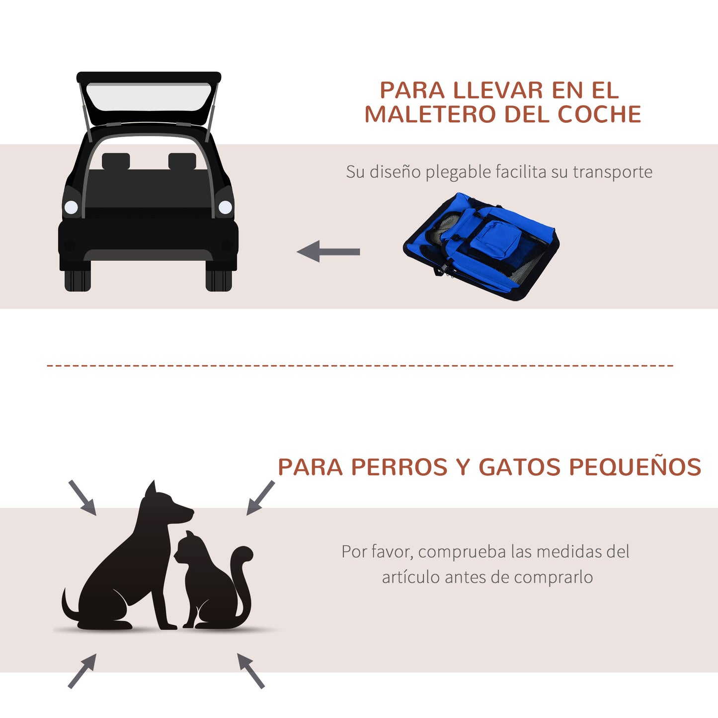 PawHut Transportín para Perro Gato Bolsa de Transporte Portátil y Transpirable para Mascotas Plegable con Cojín 3 Puertas y Ventana de Malla 2 Bolsillos 60x42x42 cm Azul