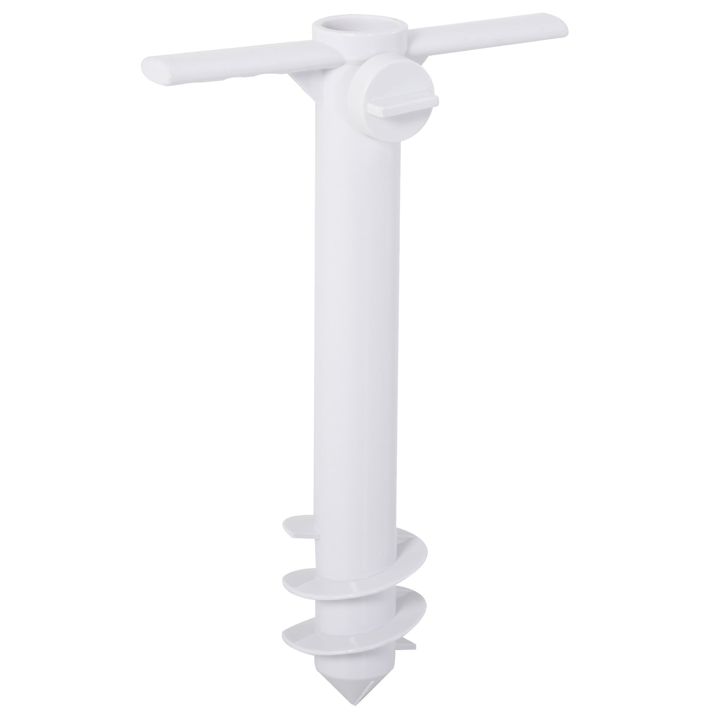 Outsunny Piqueta para Sombrilla con Perilla de Apretar Ajuste Universal Protección contra Viento Apto para Poste entre Ø22-38 mm 37x24 cm Blanco