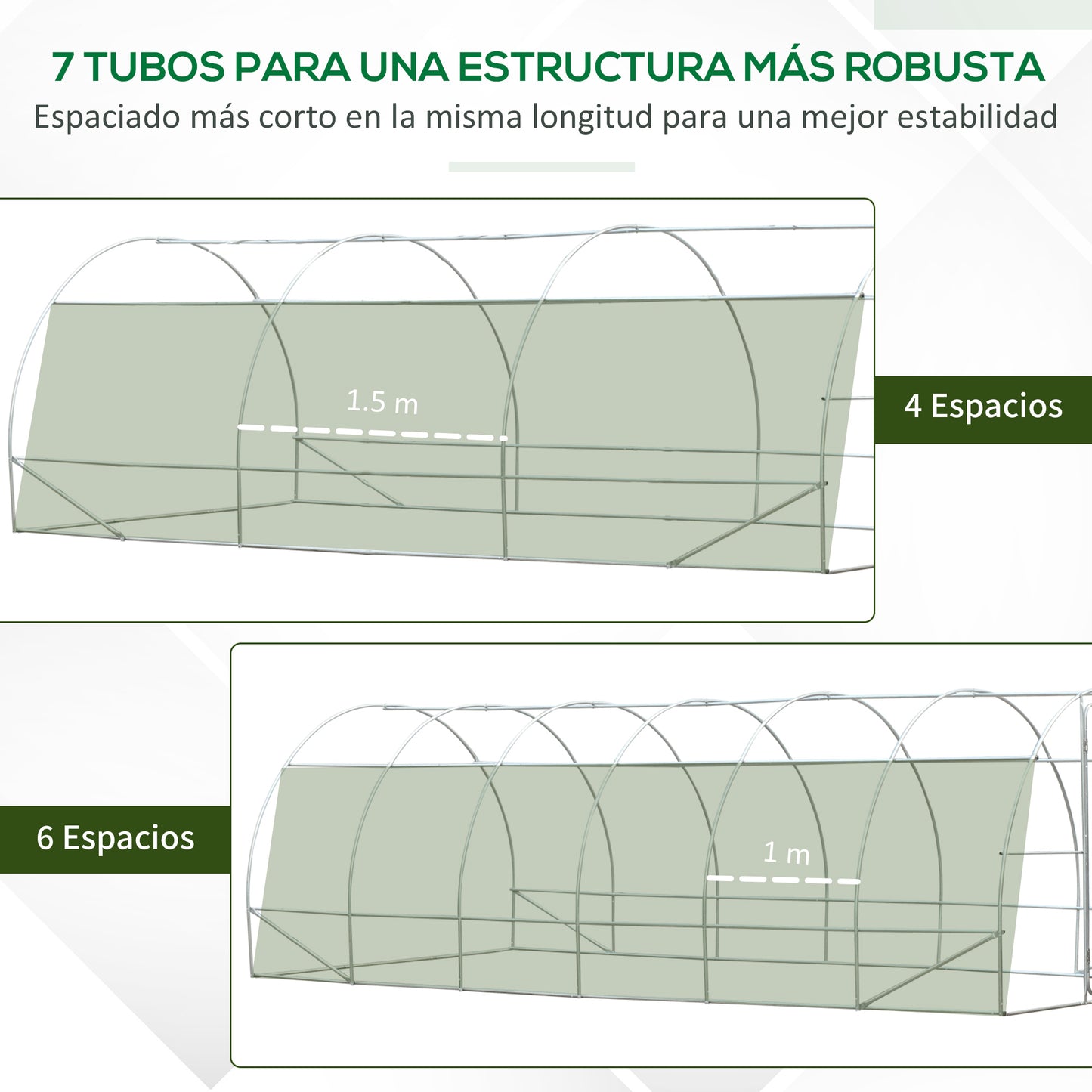 Outsunny Invernadero de Exterior Invernadero de Túnel 6x3x2 m Invernadero de Jardín Grande con 12 Ventanas y Puerta Enrollable con Cremallera Macro de Metal para Cultivo Plantas Blanco