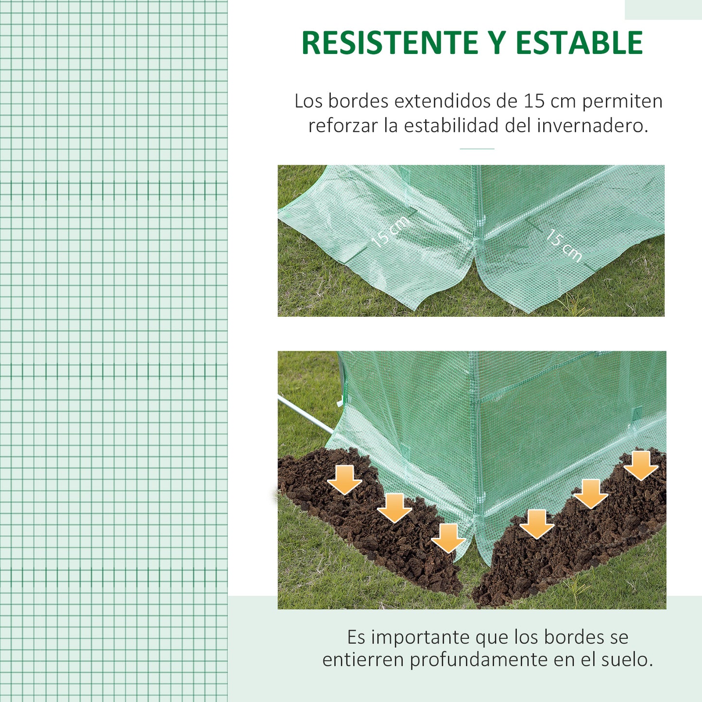 Outsunny Cubierta de Invernadero de Túnel 6x3x2 m Cubierta de Repuesto Invernadero Polietileno con 12 Ventanas y Puerta Enrollable Protección de Plantas para Jardín Verde