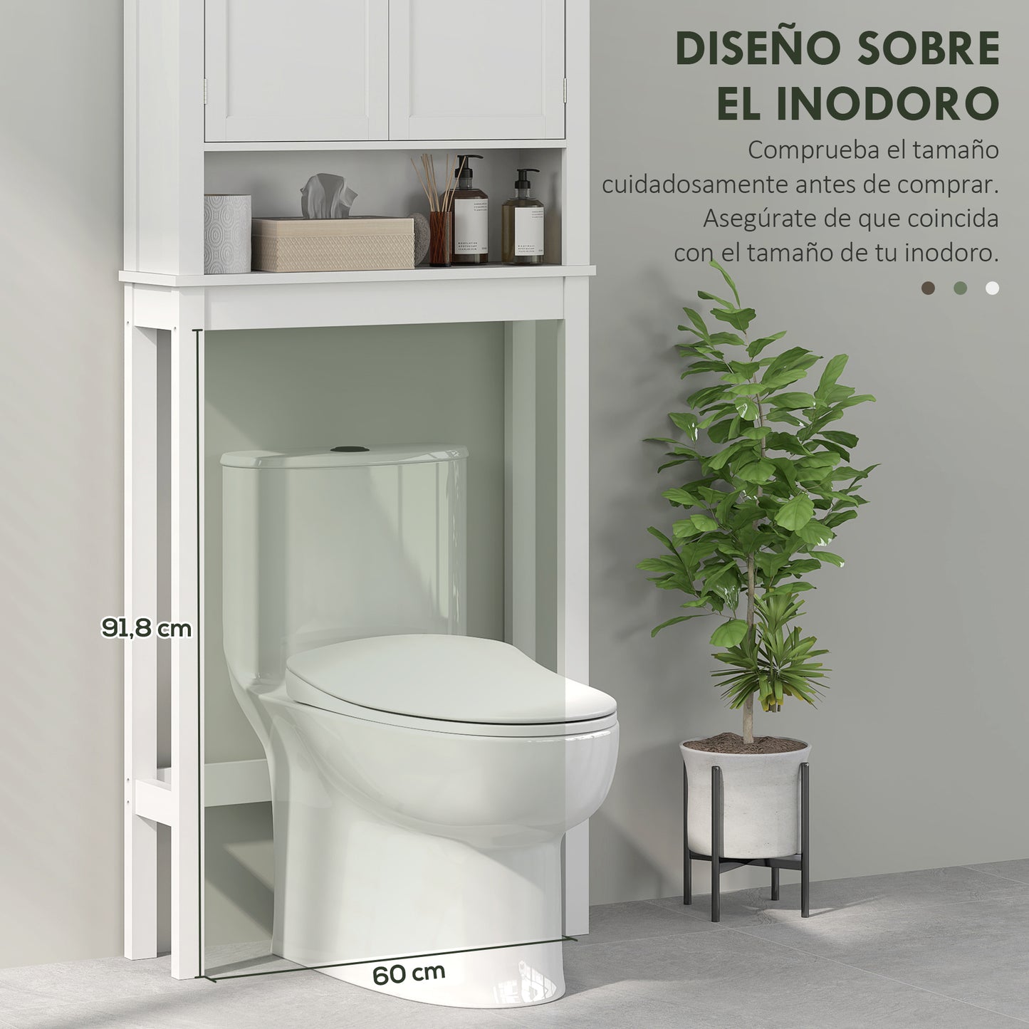 HOMCOM Mueble sobre Inodoro Armario para Lavadora con 2 Puertas Compartimento y Estante Ajustable Mueble para Baño 70x20x175 cm Blanco