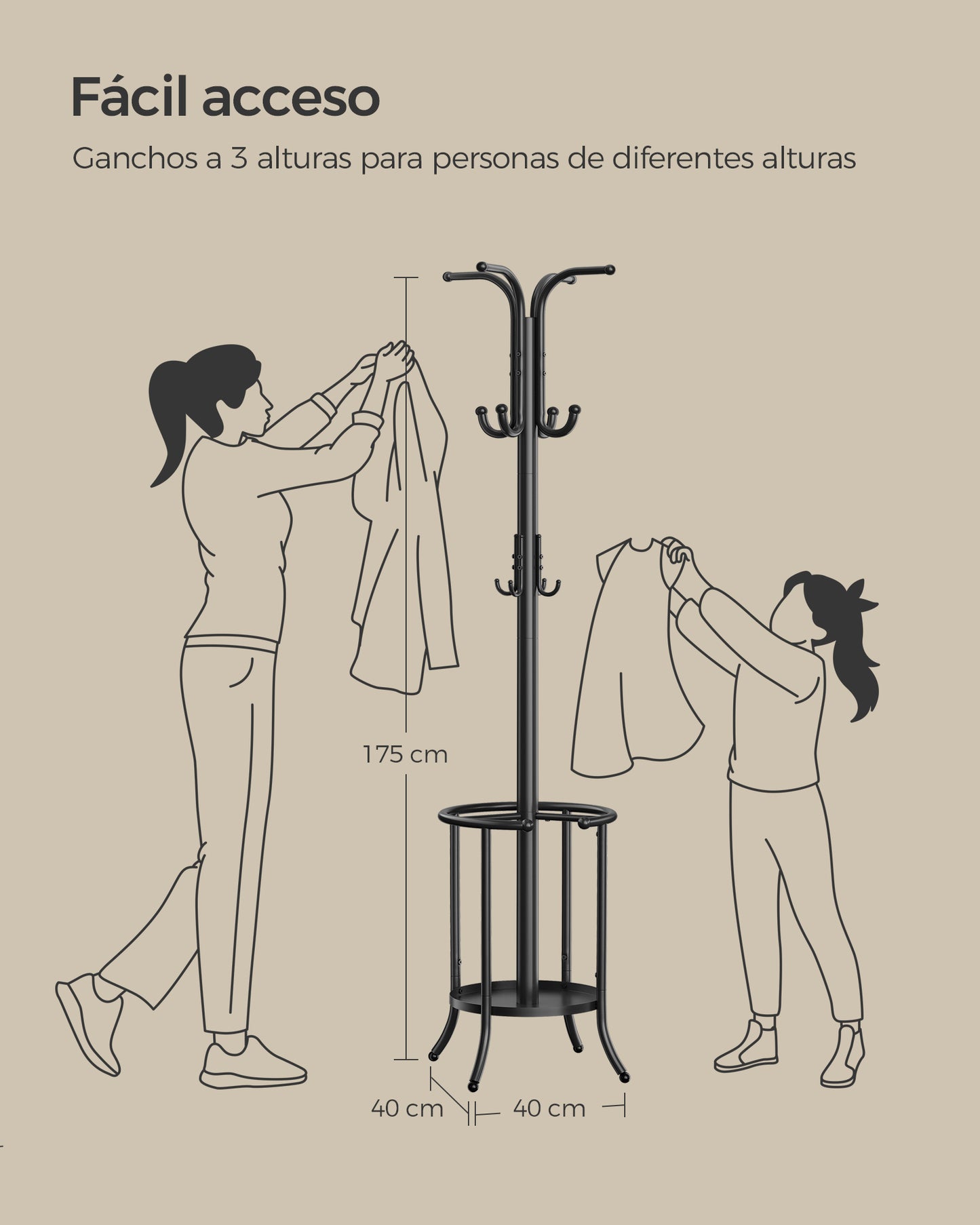 Árbol para Gatos 101 cm Negro Tinta-SONGMICS