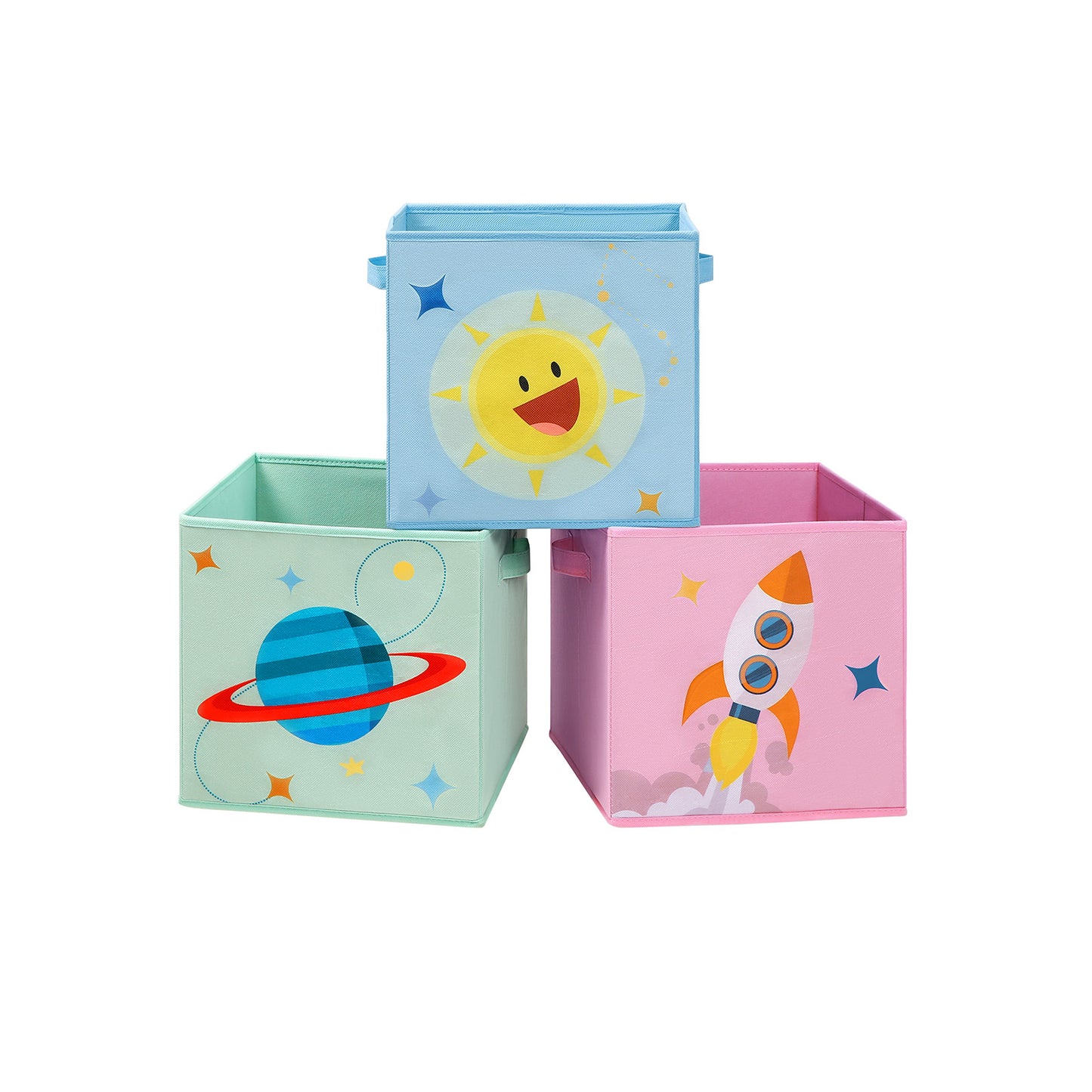 Cajas de Almacenaje Infantil Verde Rosa y Azul-SONGMICS