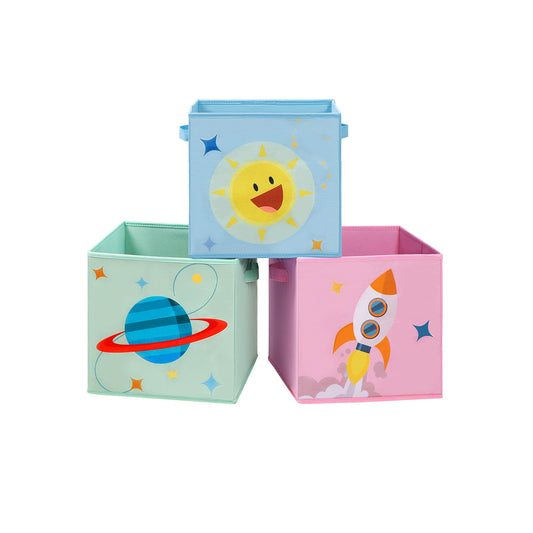 Cajas de Almacenaje Infantil Verde Rosa y Azul-SONGMICS