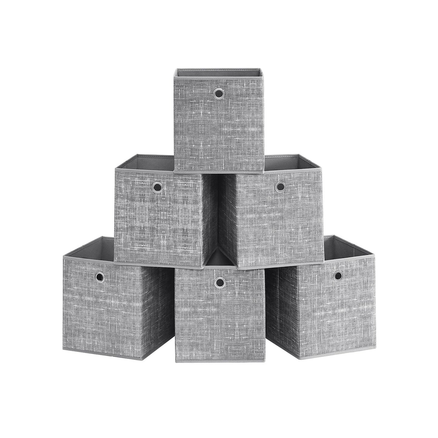 Juego de 6 Cajas Plegable Gris Jaspeado-SONGMICS