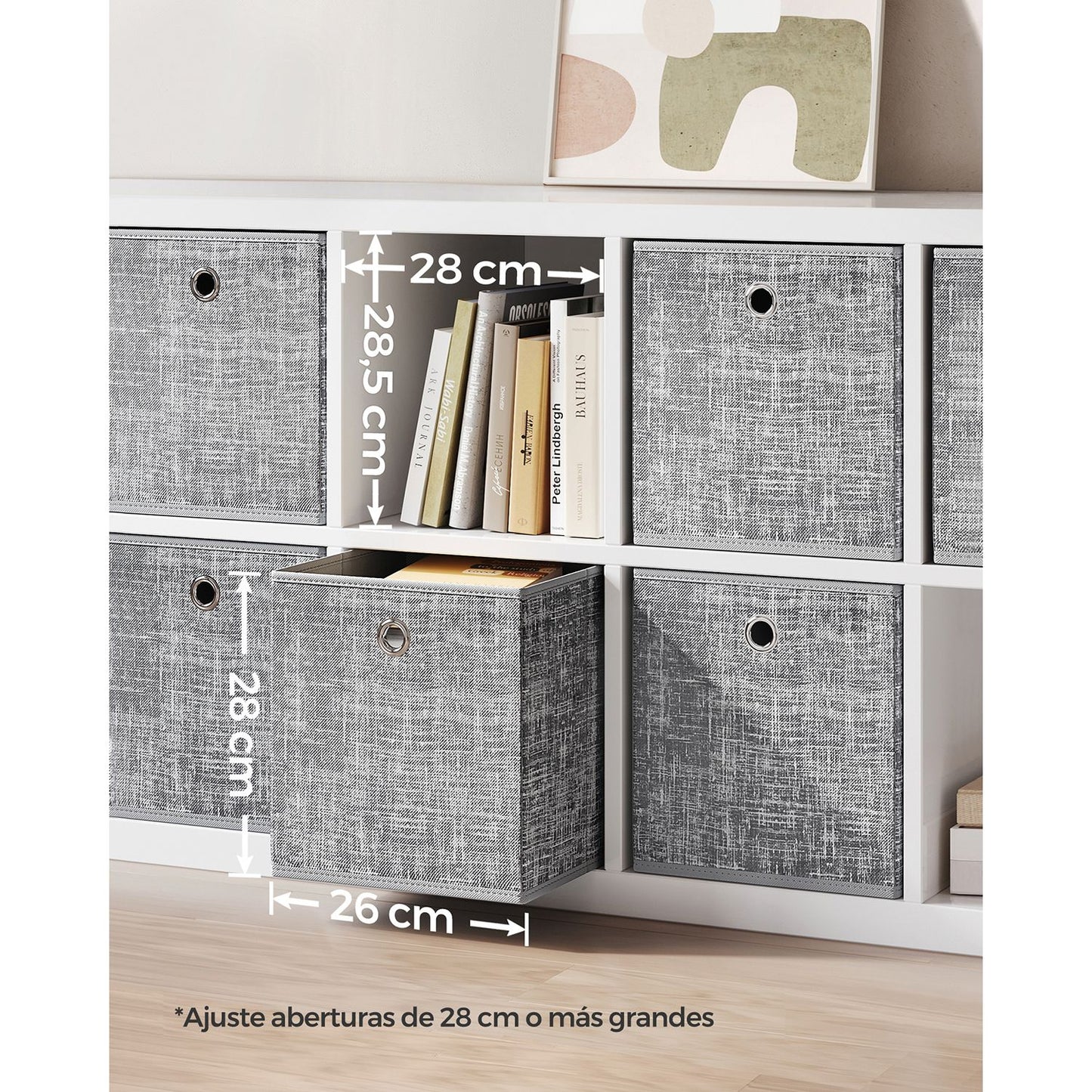 Juego de 6 Cajas Plegable Gris Jaspeado-SONGMICS