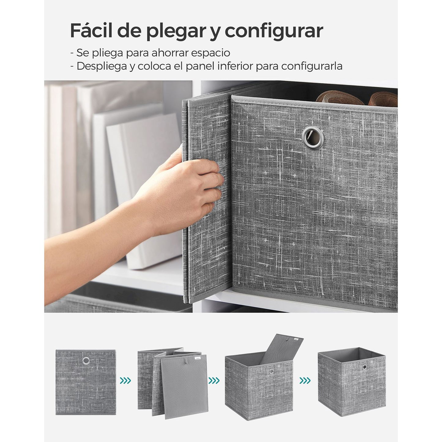 Juego de 6 Cajas Plegable Gris Jaspeado-SONGMICS