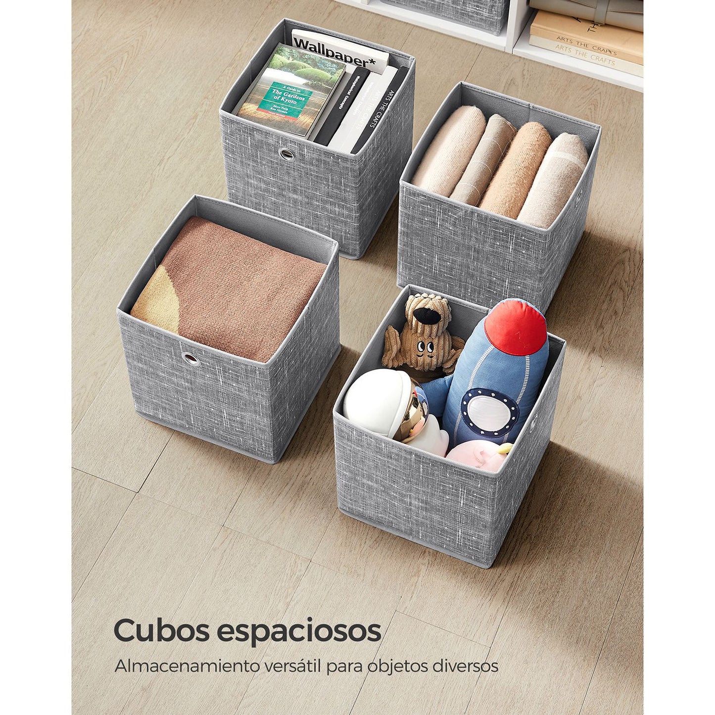 Juego de 6 Cajas Plegable Gris Jaspeado-SONGMICS