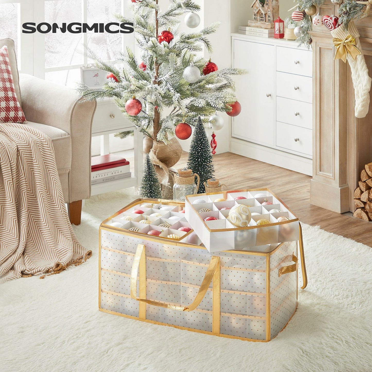 Caja Almacenaje para Bolas de Navidad-SONGMICS