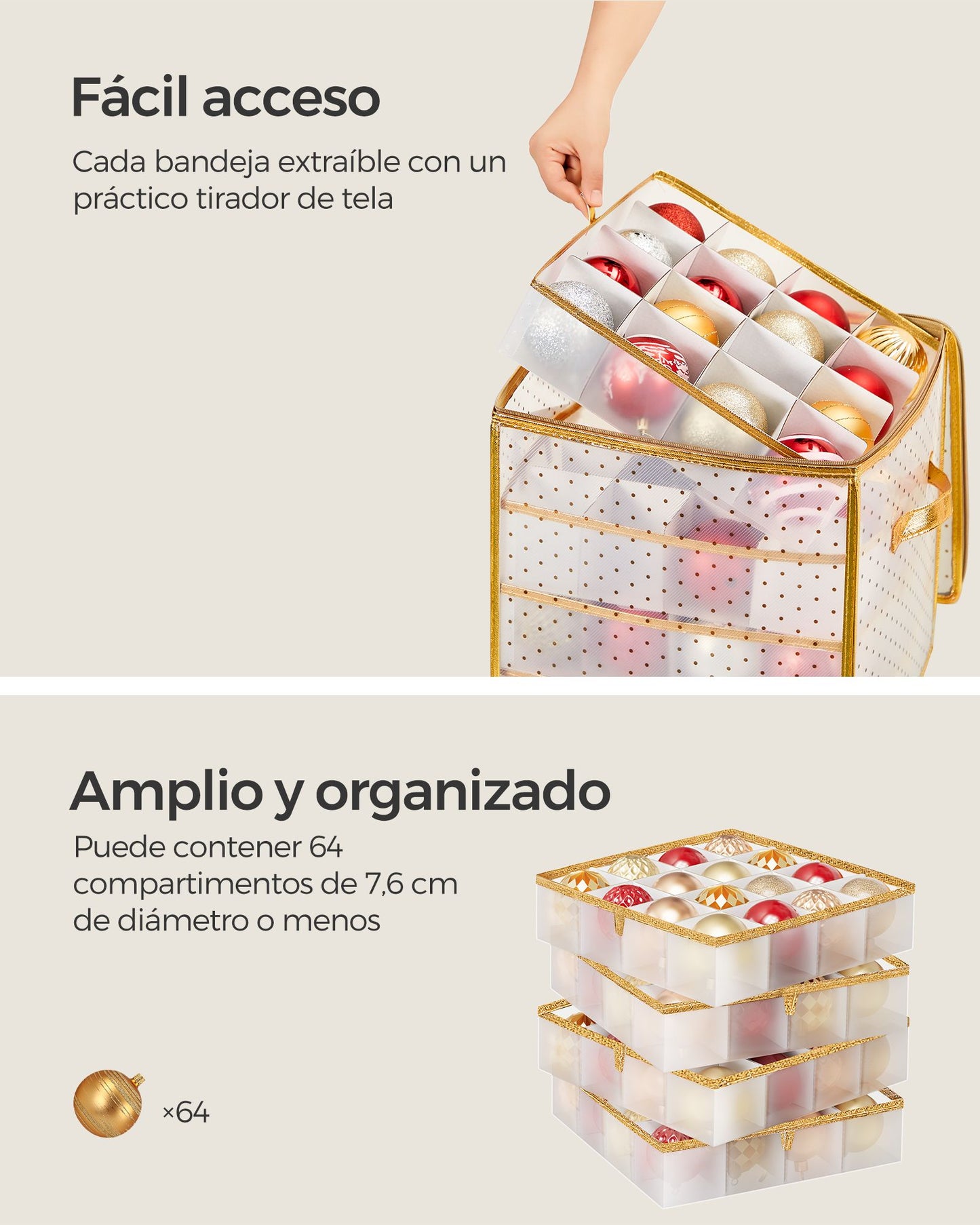 Caja Almacenaje para Bolas de Navidad-SONGMICS