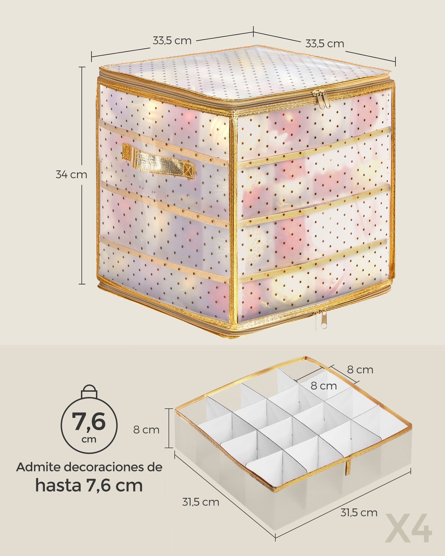 Caja Almacenaje para Bolas de Navidad-SONGMICS