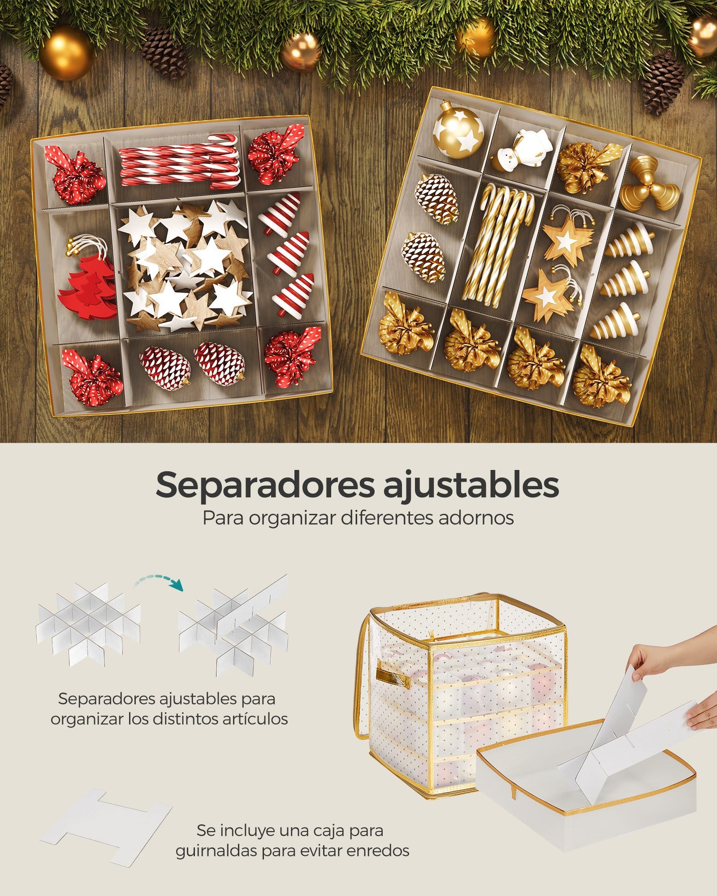 Caja Almacenaje para Bolas de Navidad-SONGMICS