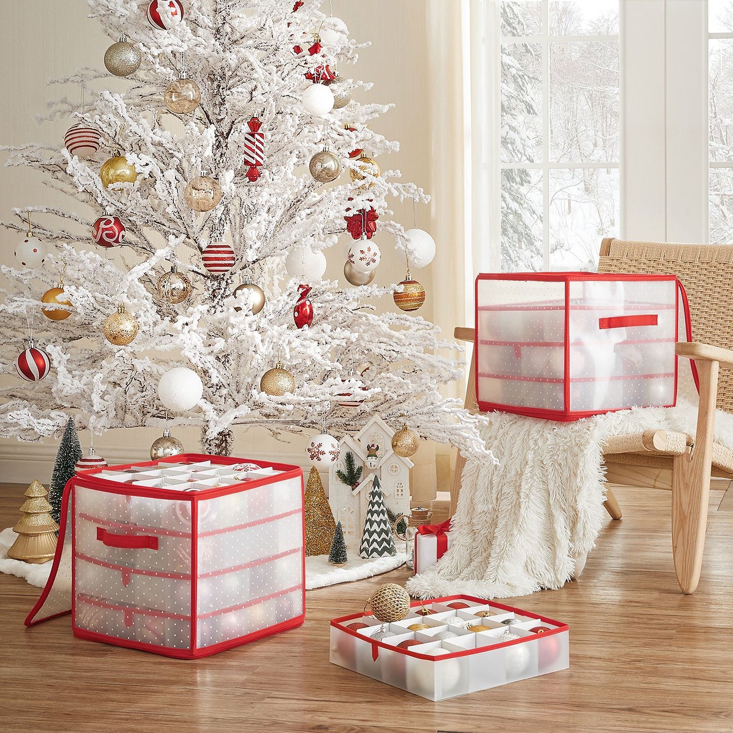 Caja Almacenaje para Bolas de Navidad Caja Almacenaje para Decoración Navideña-SONGMICS