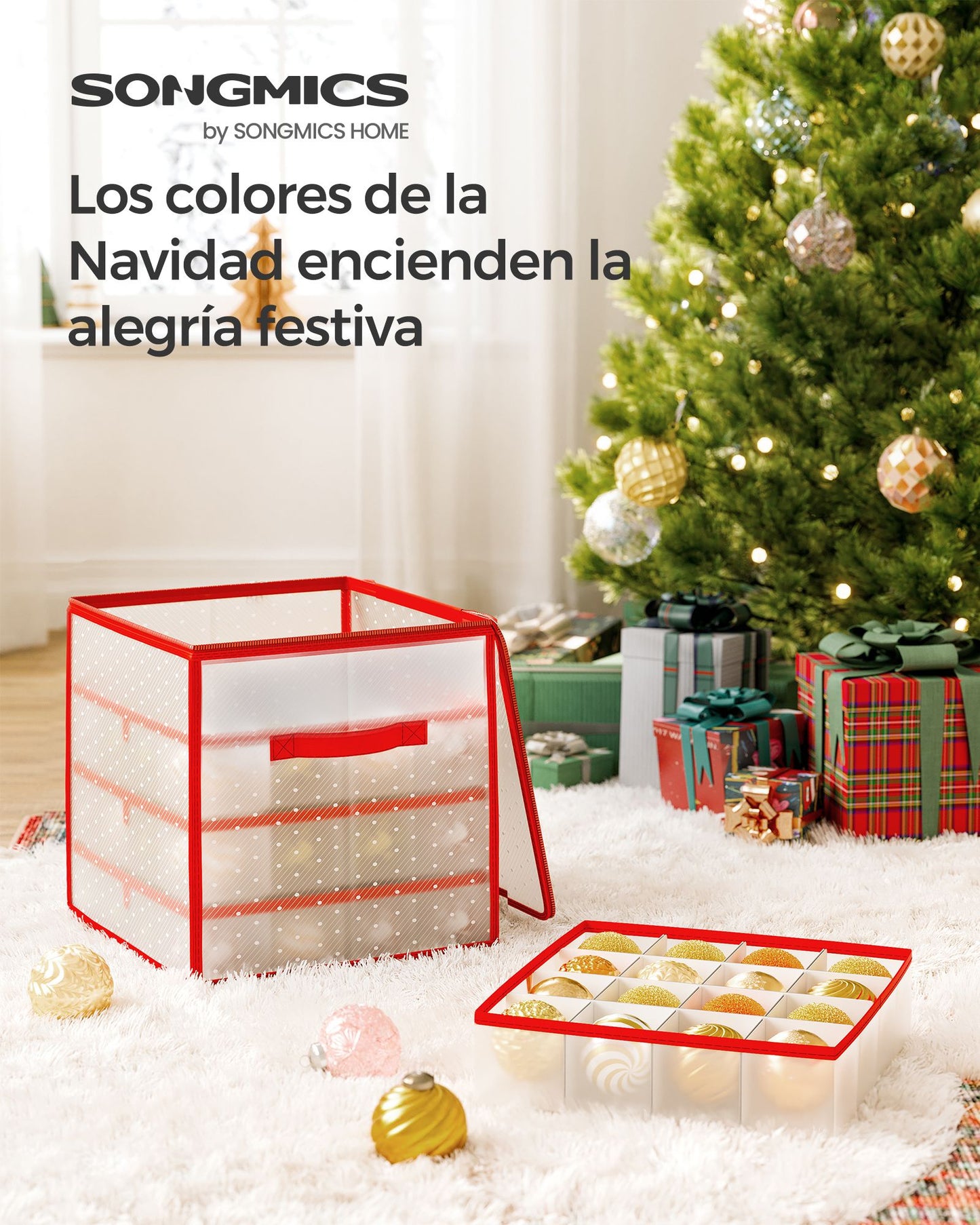 Caja Almacenaje para Bolas de Navidad-SONGMICS