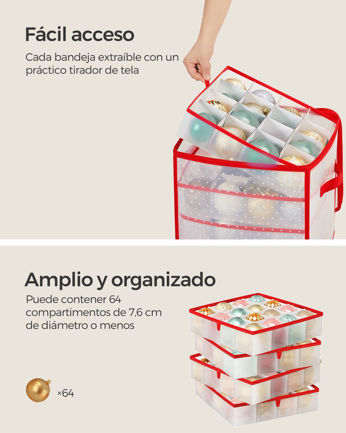 Caja Almacenaje para Bolas de Navidad-SONGMICS