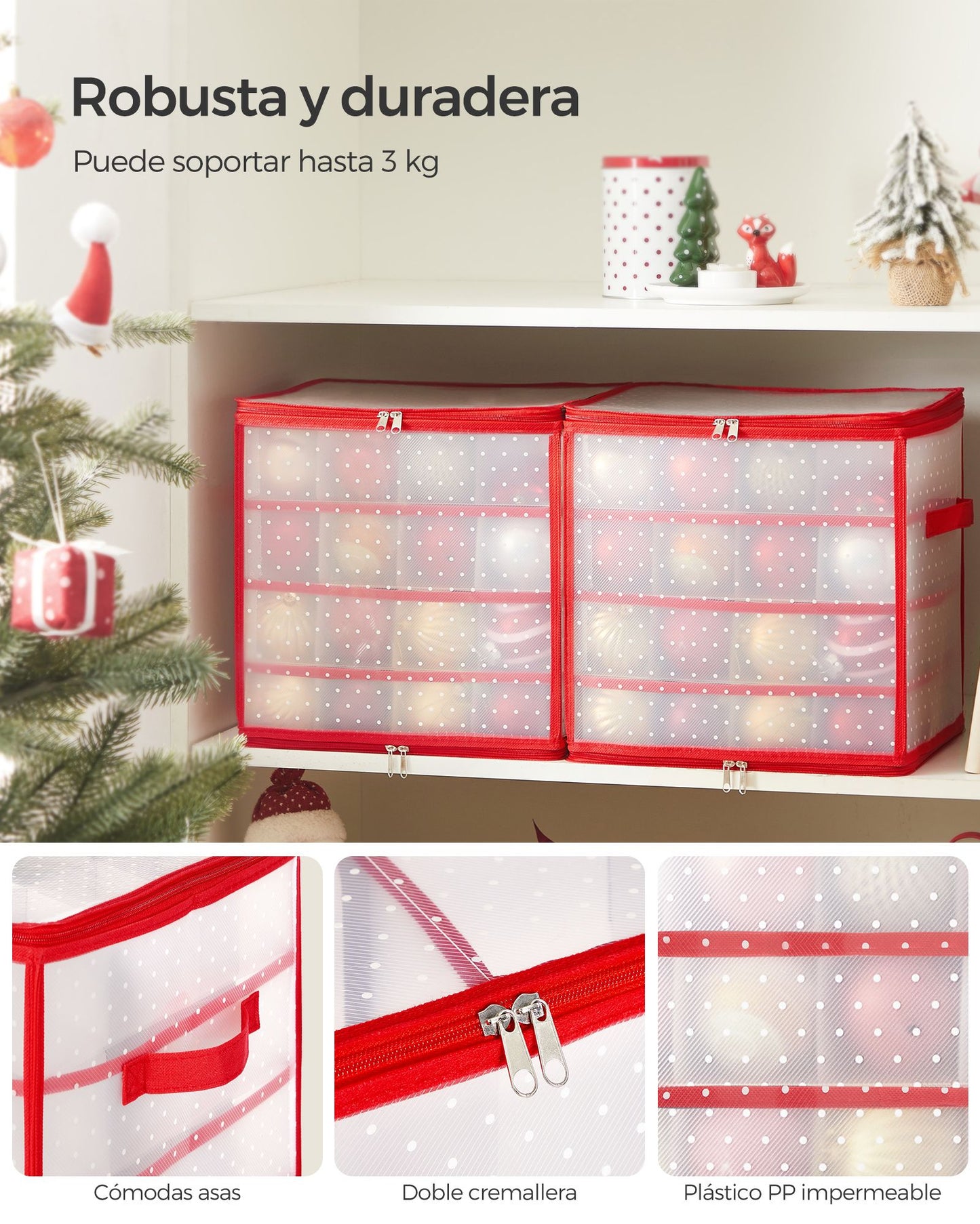 Caja Almacenaje para Bolas de Navidad-SONGMICS