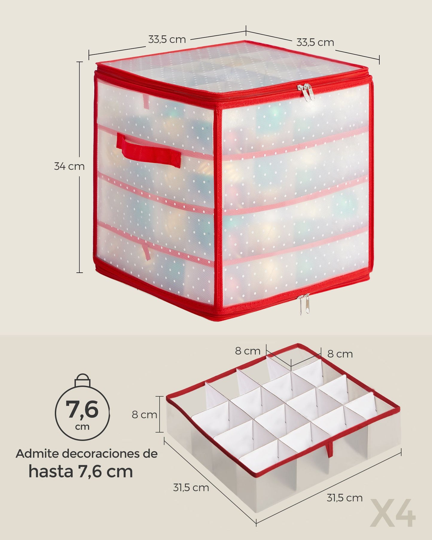 Caja Almacenaje para Bolas de Navidad-SONGMICS