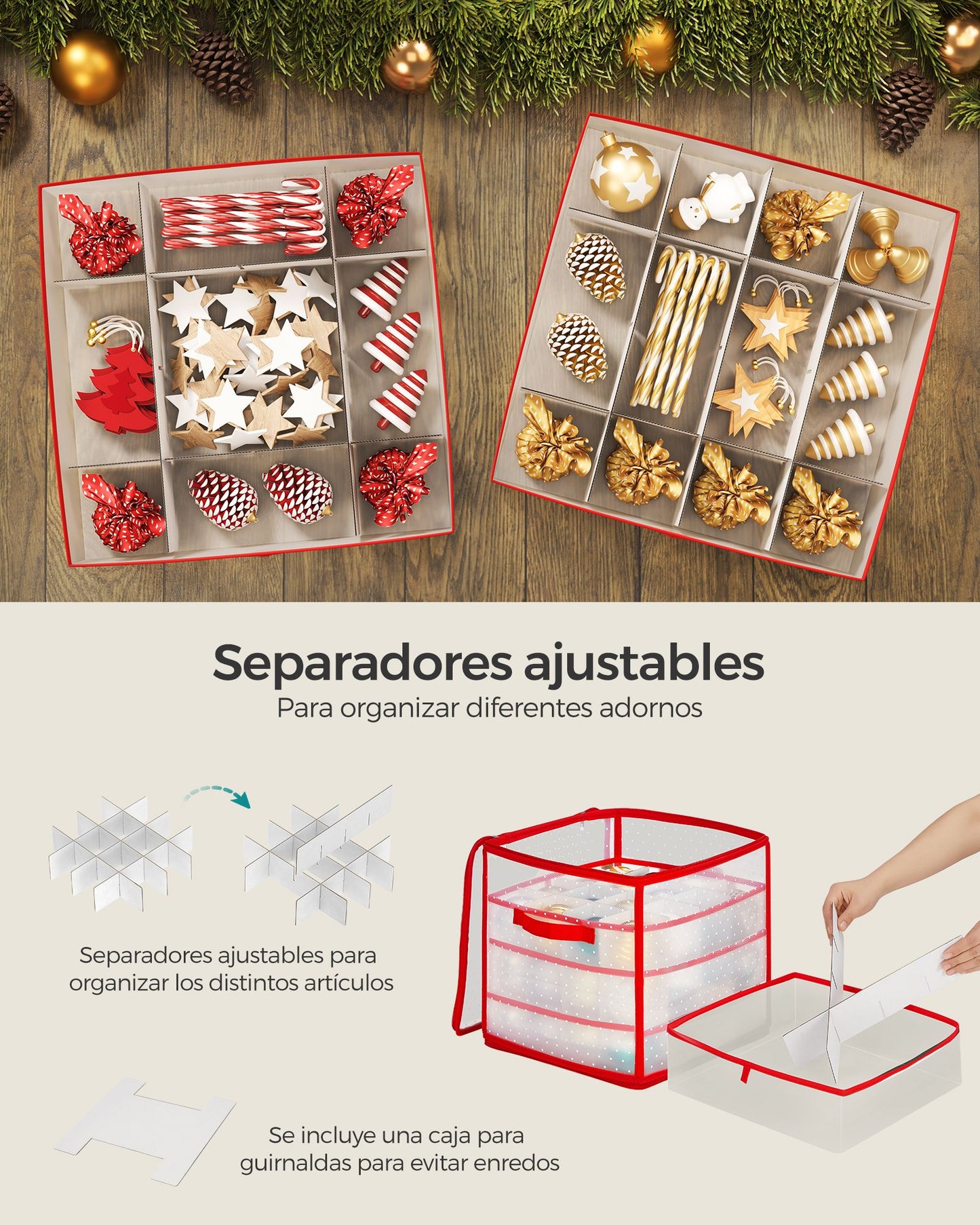 Caja Almacenaje para Bolas de Navidad-SONGMICS