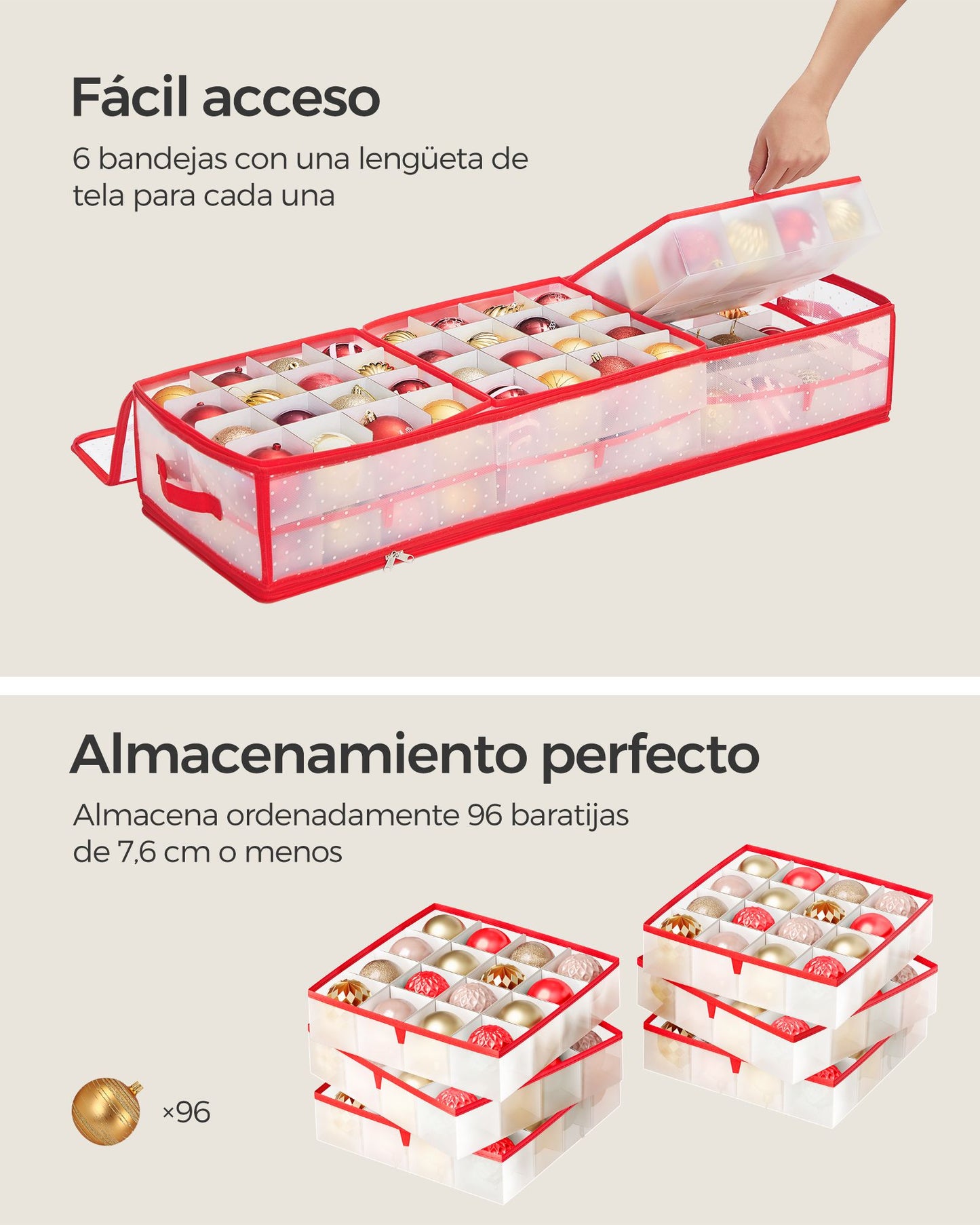 Caja Almacenaje para Bolas de Navidad-SONGMICS