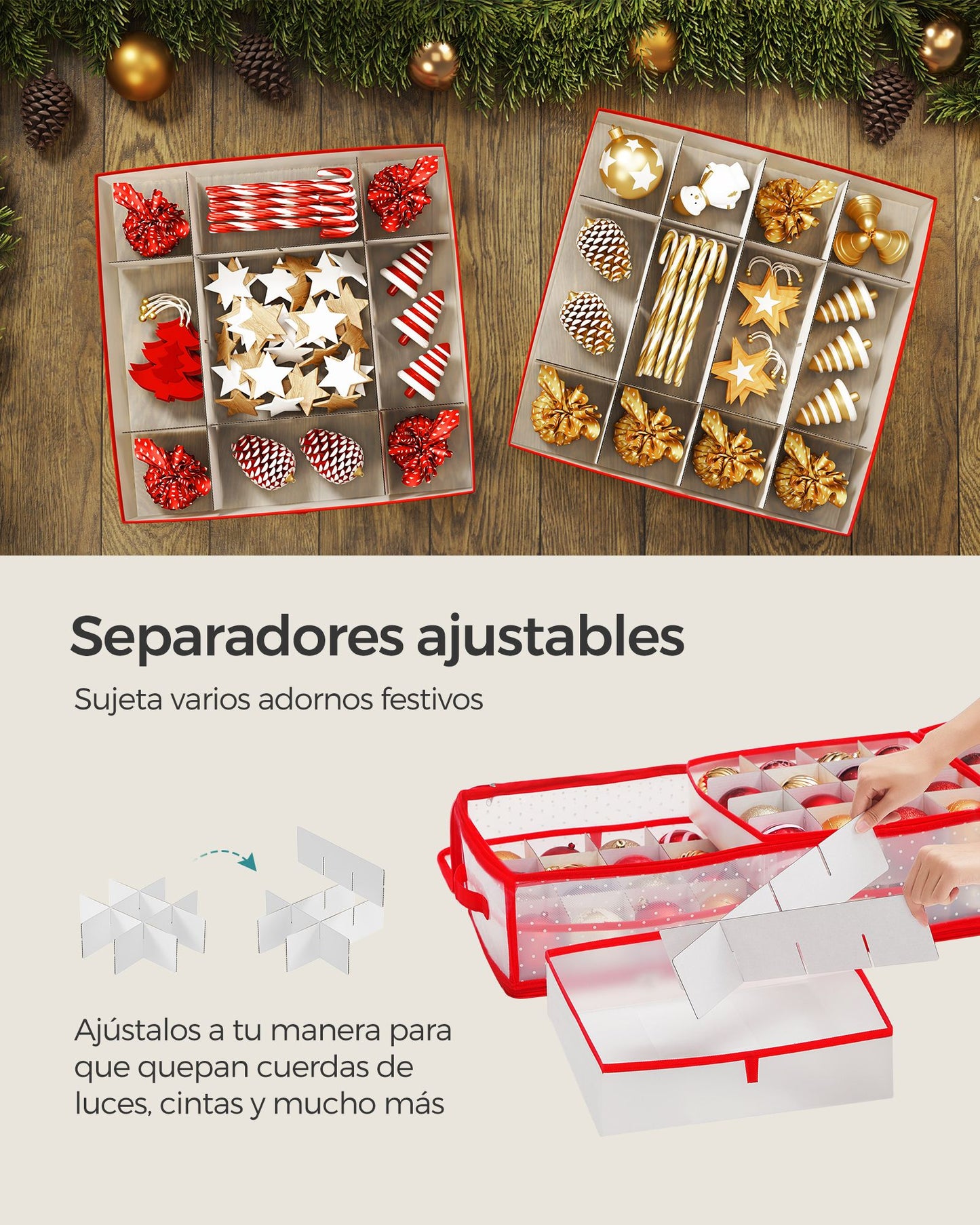 Caja Almacenaje para Bolas de Navidad-SONGMICS