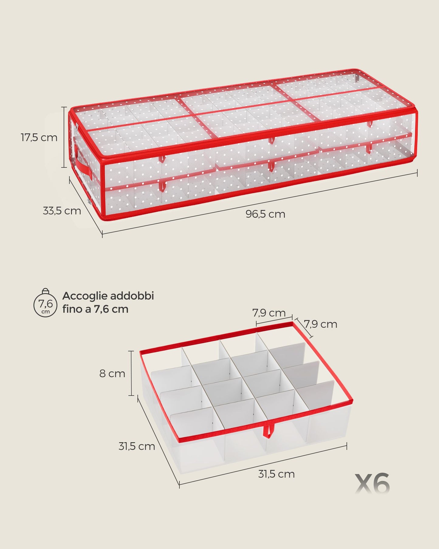 Caja Almacenaje para Bolas de Navidad-SONGMICS