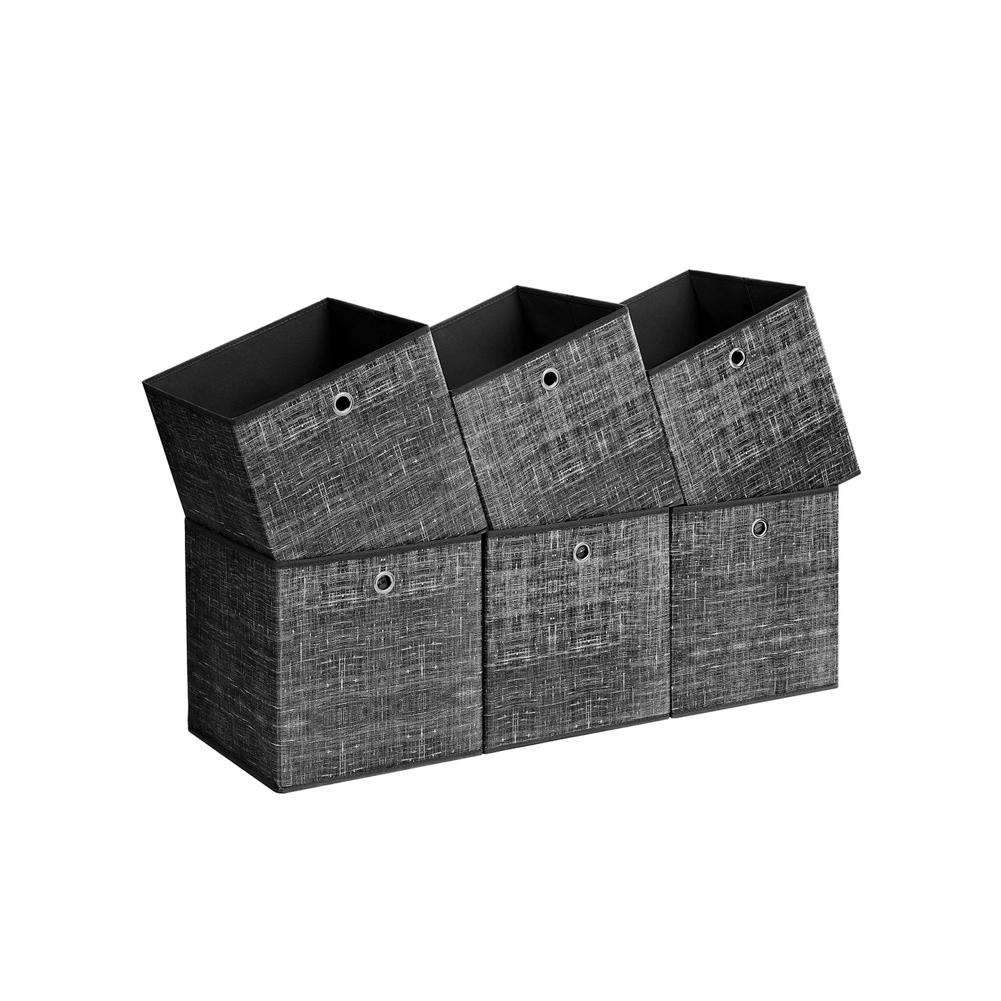 Juego de 6 Cajas Plegable Negro Jaspeado-SONGMICS