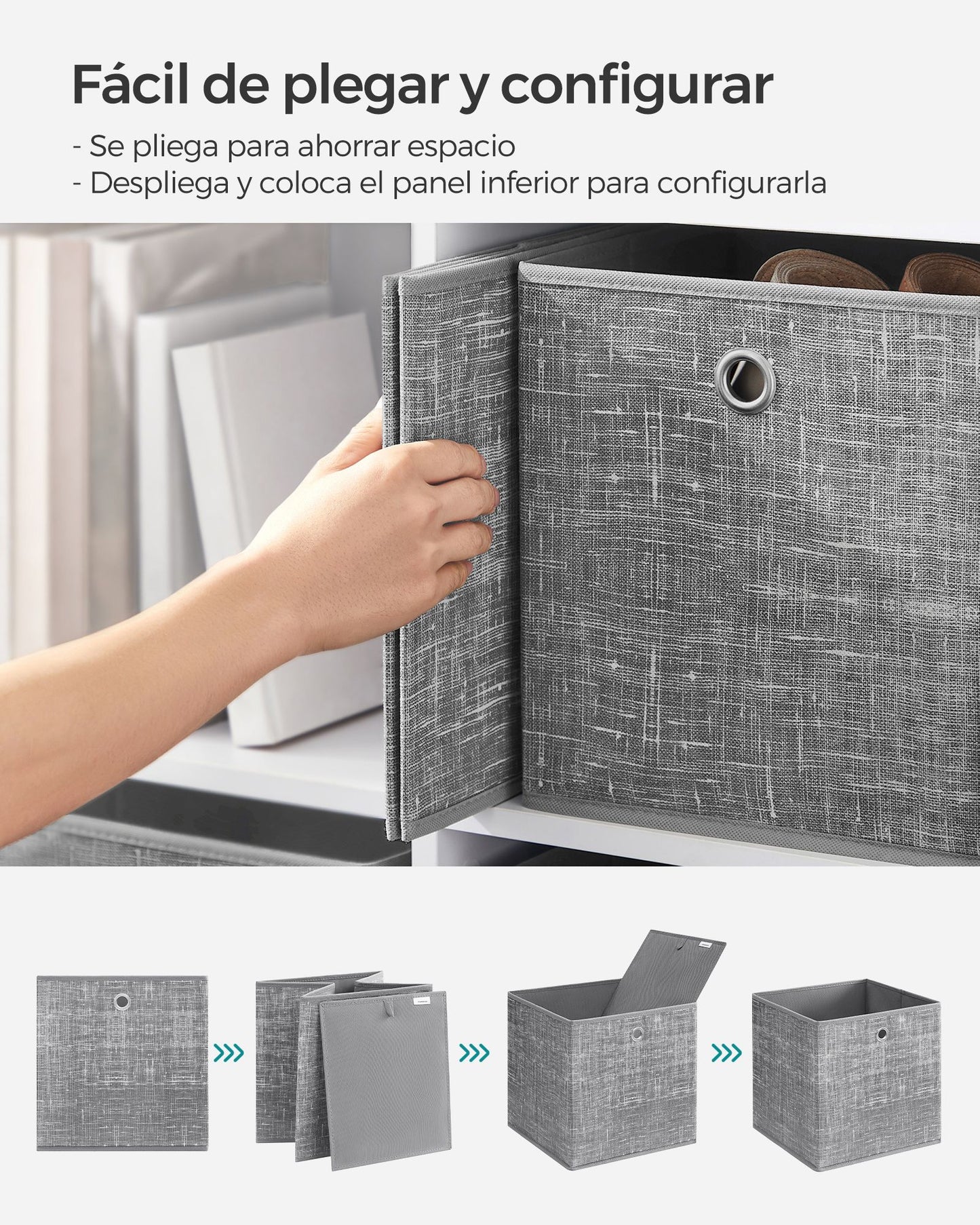 Juego de 6 Cajas Plegable Gris Jaspeado-SONGMICS