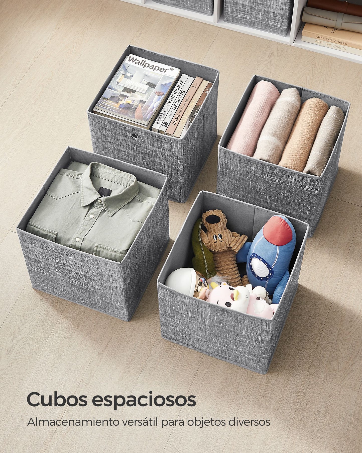 Juego de 6 Cajas Plegable Gris Jaspeado-SONGMICS