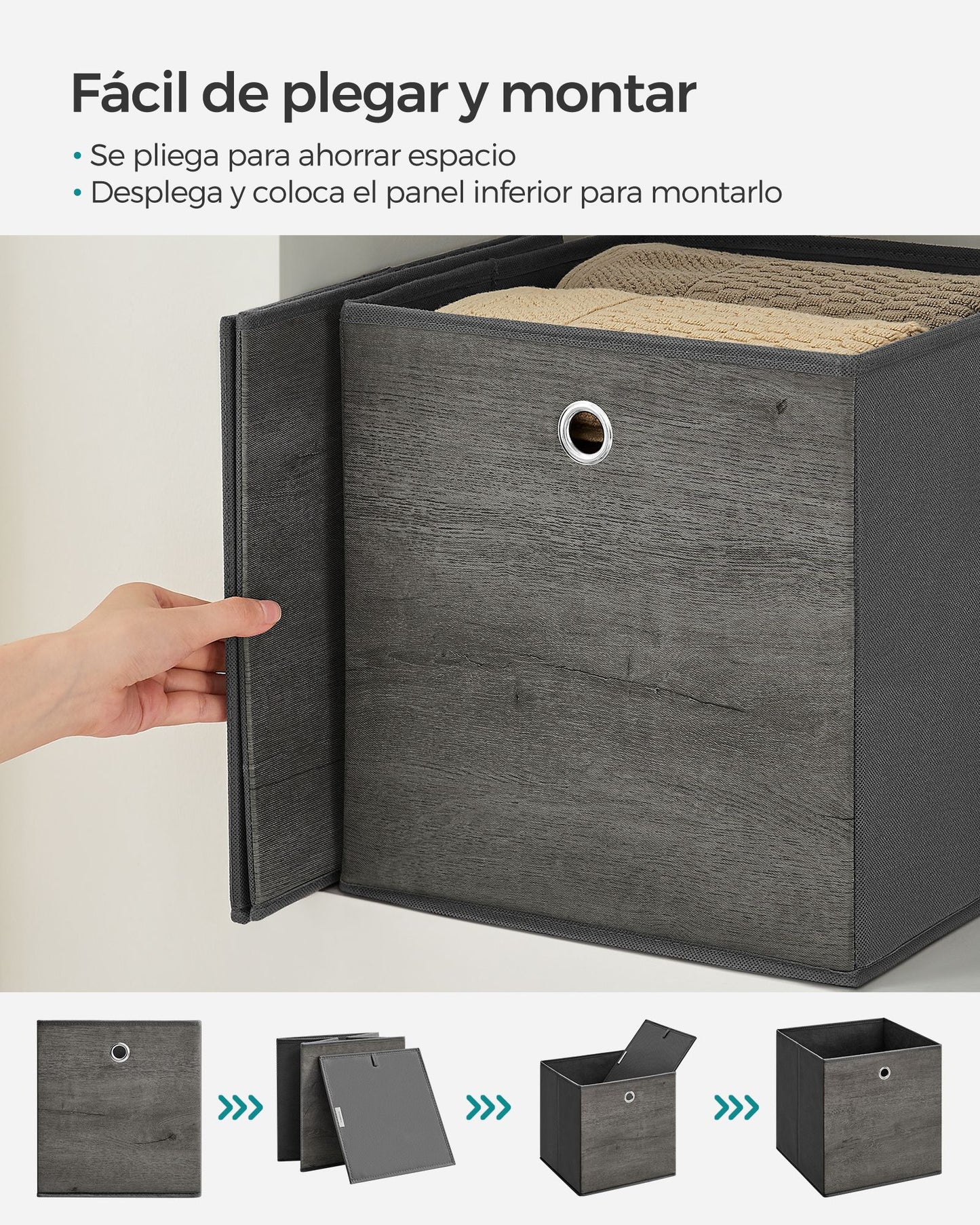 Juego de 6 Cajas de Almacenamiento con Asa-SONGMICS