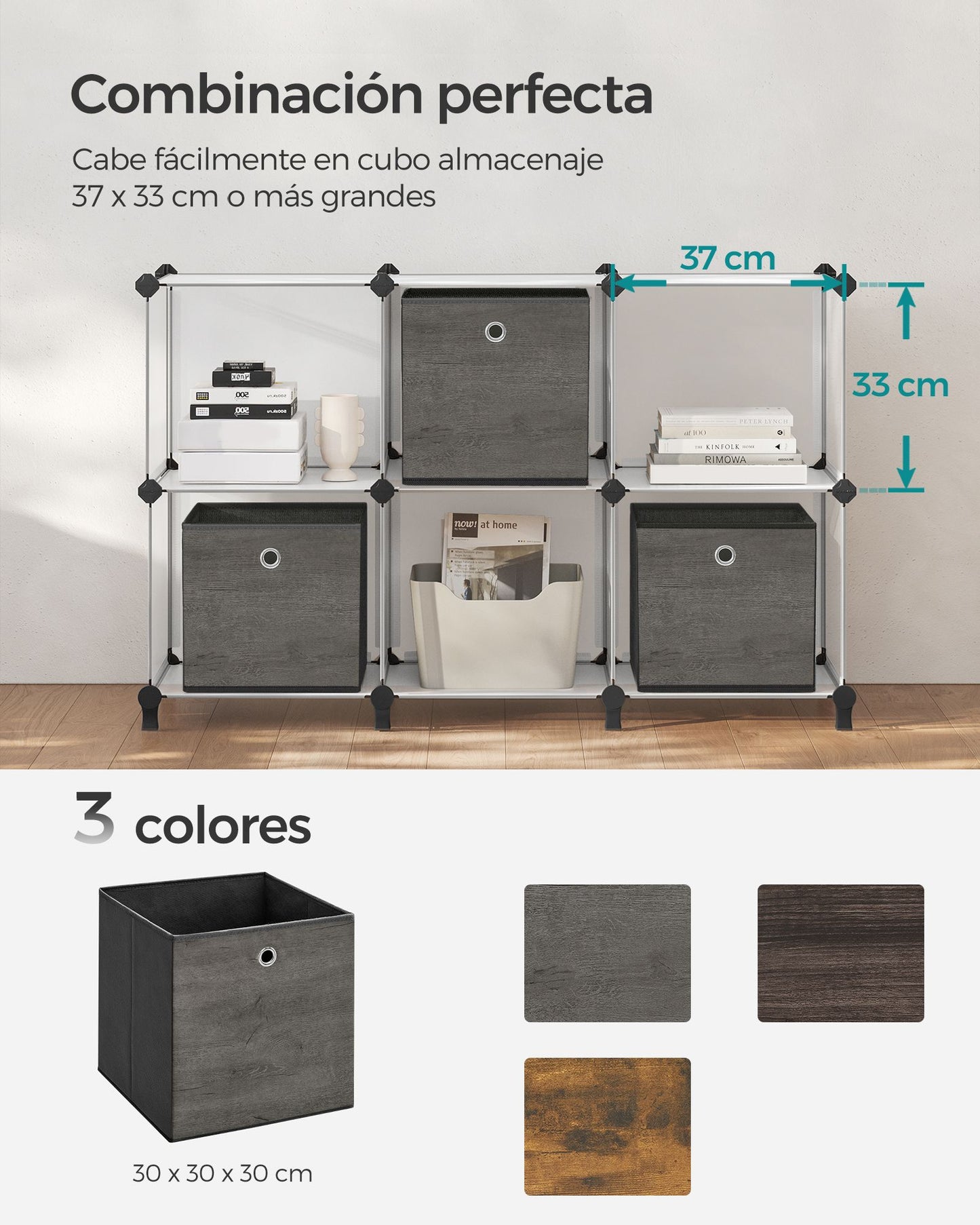 Juego de 6 Cajas de Almacenamiento con Asa-SONGMICS