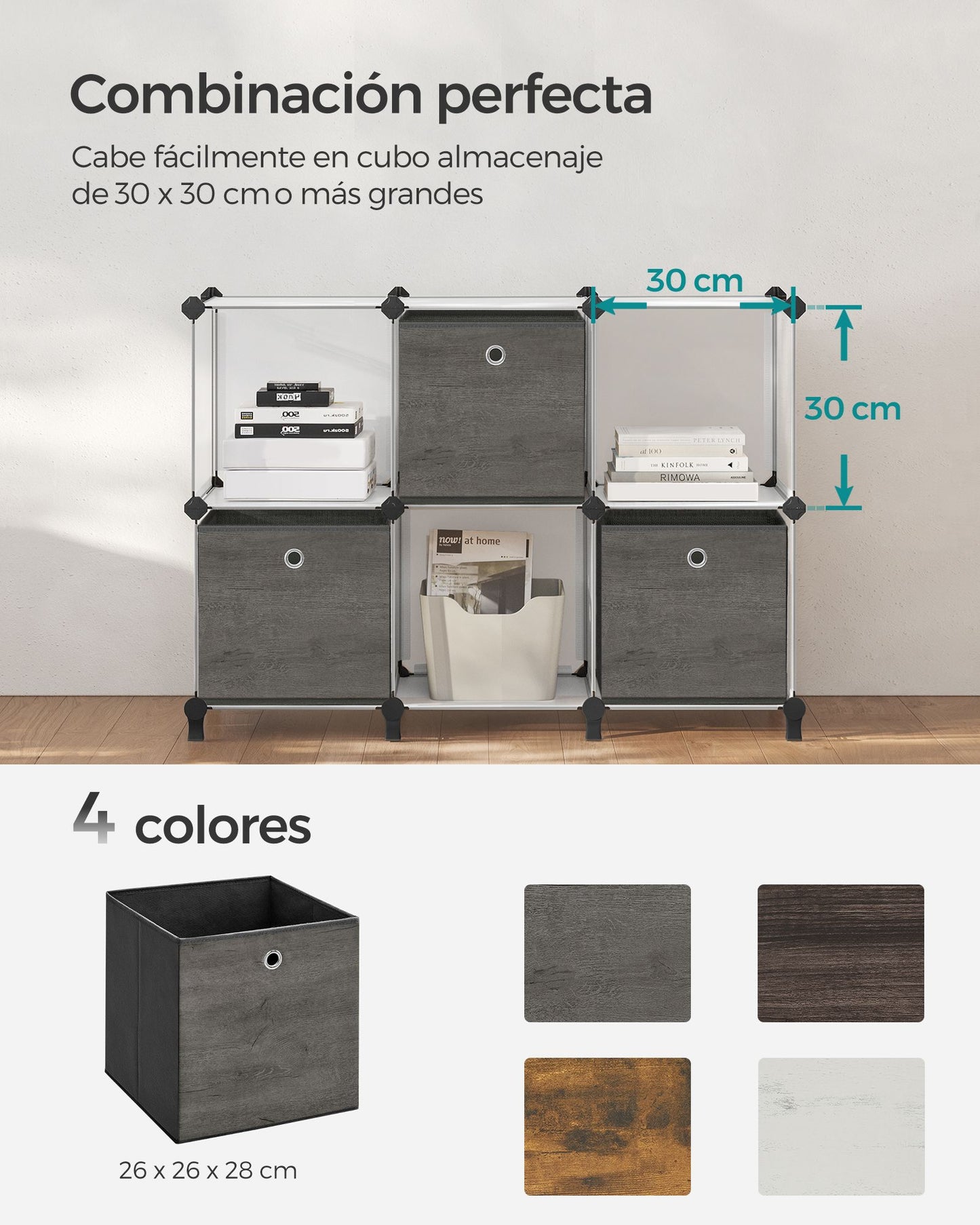 Juego de 6 Cajas de Almacenamiento con Asa-SONGMICS