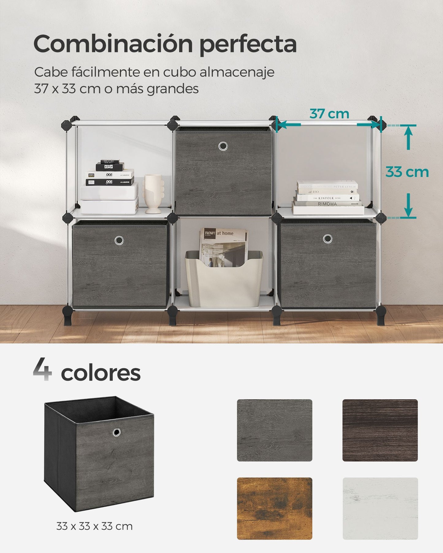 Juego de 6 Cajas de Almacenamiento con Asa-SONGMICS