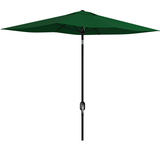 Outsunny Sombrilla de Jardín 300x200x248 cm Parasol de Terraza con 6 Varillas Apertura Manual Anti-UV y Ángulo Ajustable para Jardín Piscina Verde
