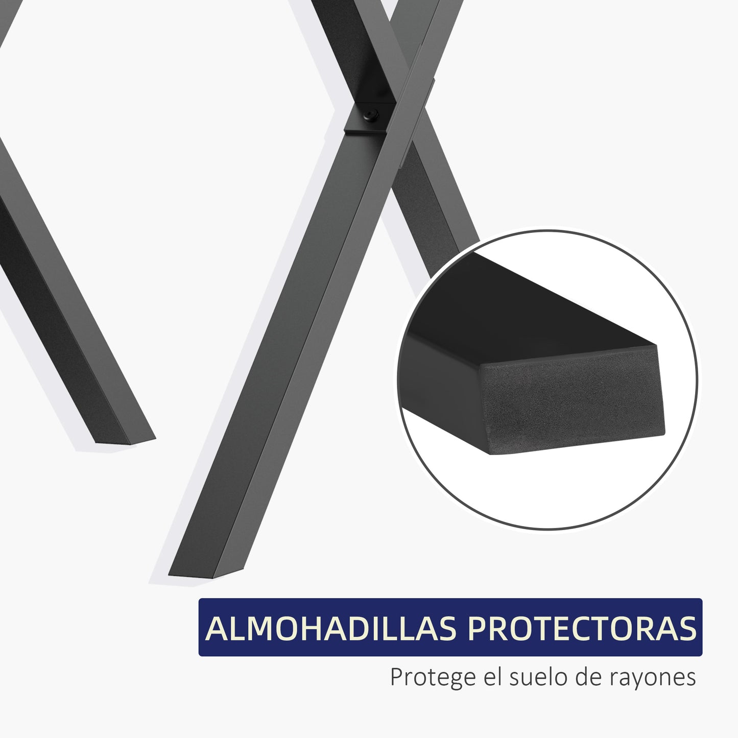 HOMCOM Conjunto de 2 Patas para Mesa Estilo Industrial 80x72 cm en Forma de X Patas de Muebles de Acero para Soporte con Protectores Tornillos de Montaje Incluidos Negro