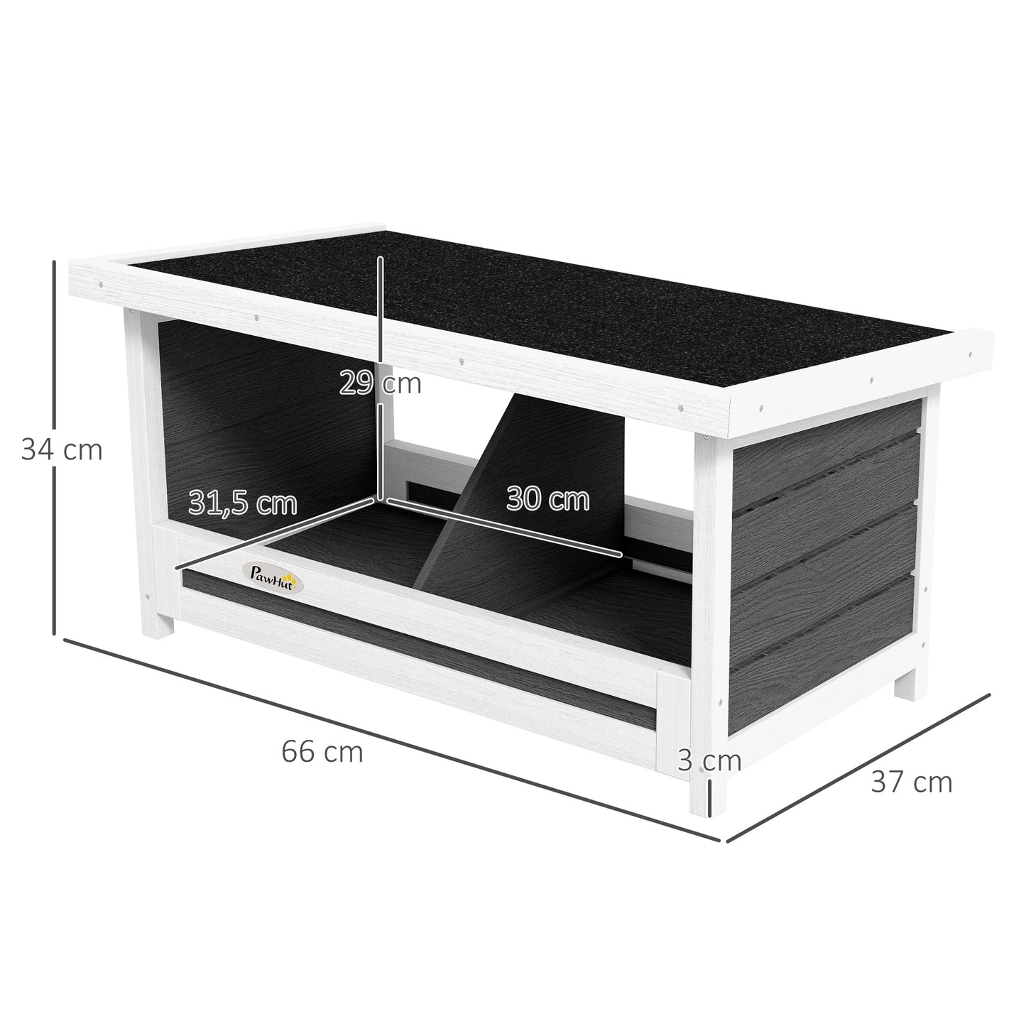 PawHut Ponedero para Gallinas de Madera Caja Nido para 2 Gallinas con 2 Departamentos y Techo Asfáltico para Interior y Exterior Gris