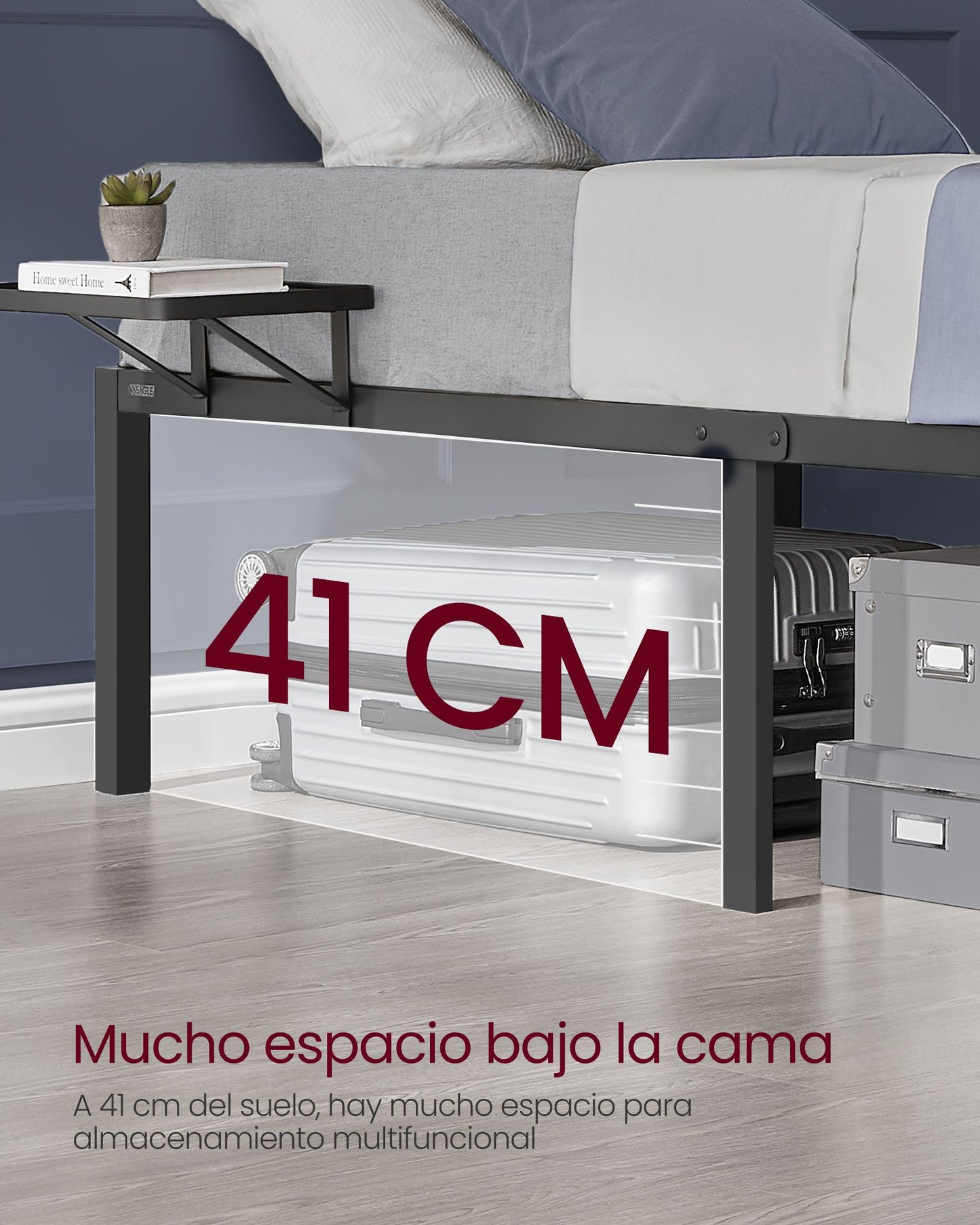 Marco de Cama para Colchón de 90 x 190 cm Negro Clásico-VASAGLE