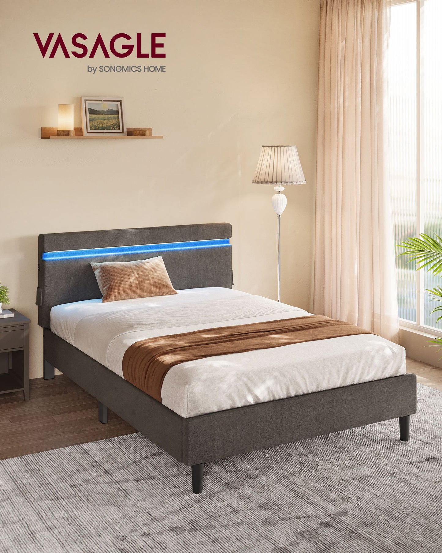 Estructura de Cama Doble 145,4 x 217,4 cm-VASAGLE