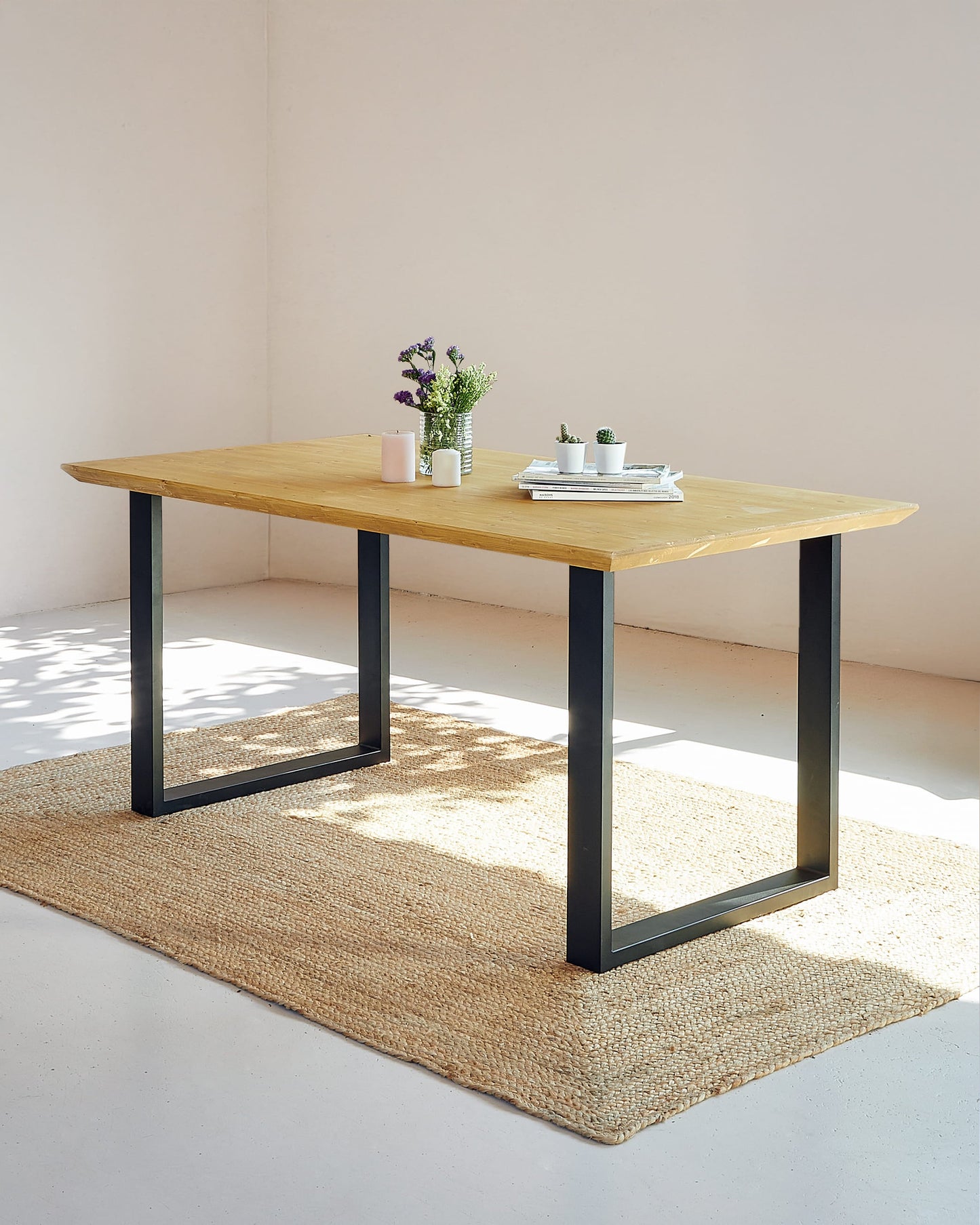 Mesa de comedor Serena Roble envejecido Negro 180 x 85 - Hannun