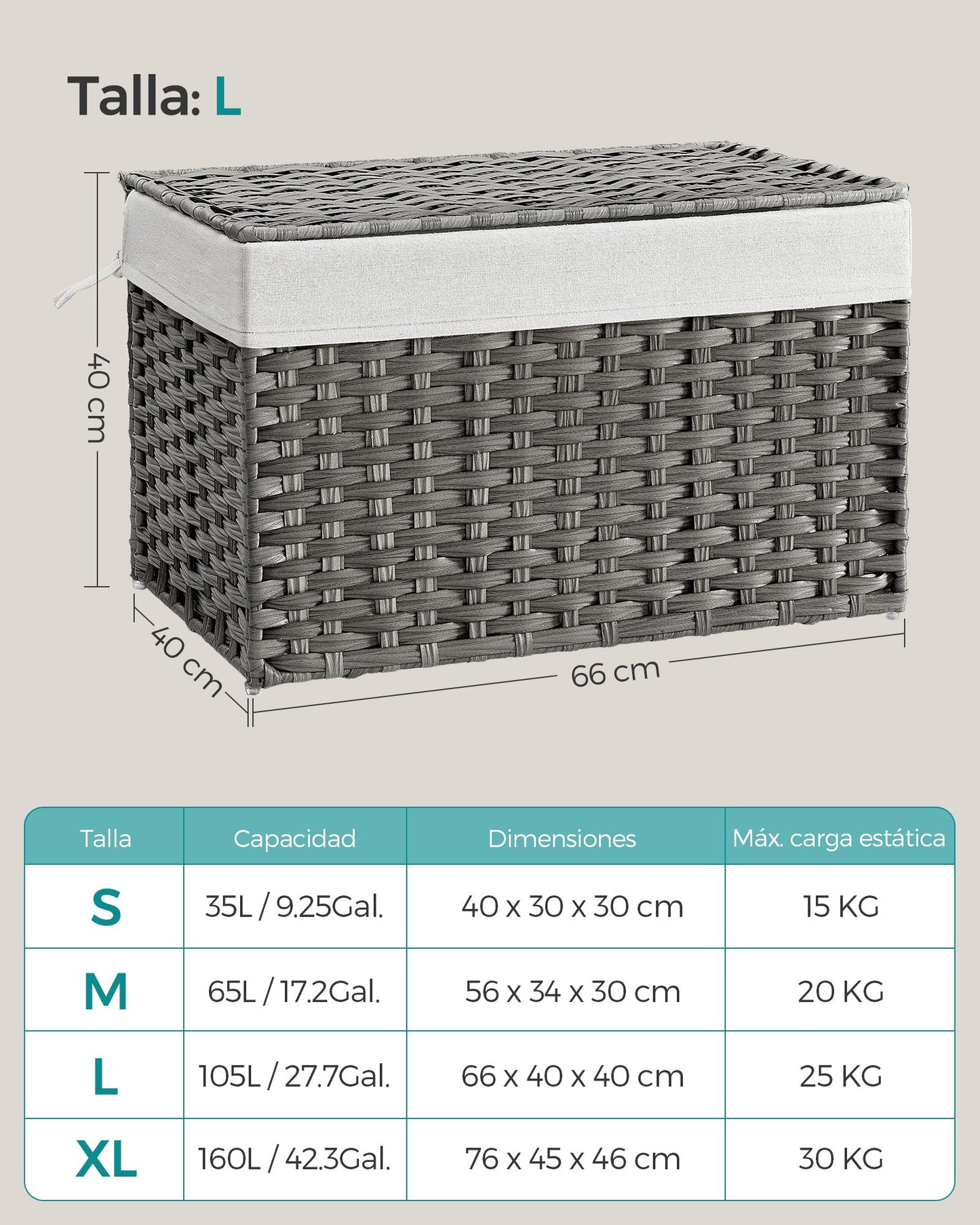 Cesta de Almacenamiento 105 L con Tapa-SONGMICS