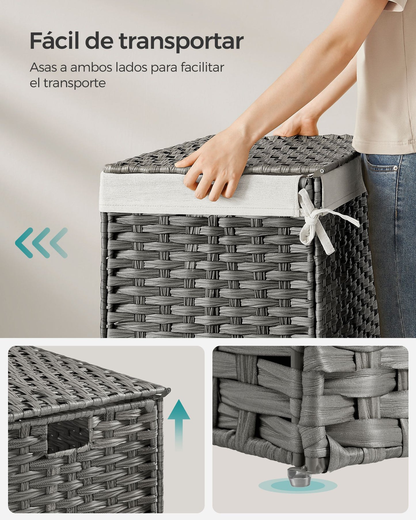 Cesta de Almacenamiento 105 L con Tapa-SONGMICS