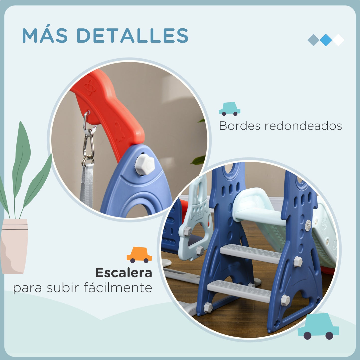 AIYAPLAY Juego de Tobogán y Columpio para Niños de 1-3 Años 3 en 1 Parque Infantil para Exterior e Interior con Columpio Tobogán y Aro de Baloncesto Multicolor