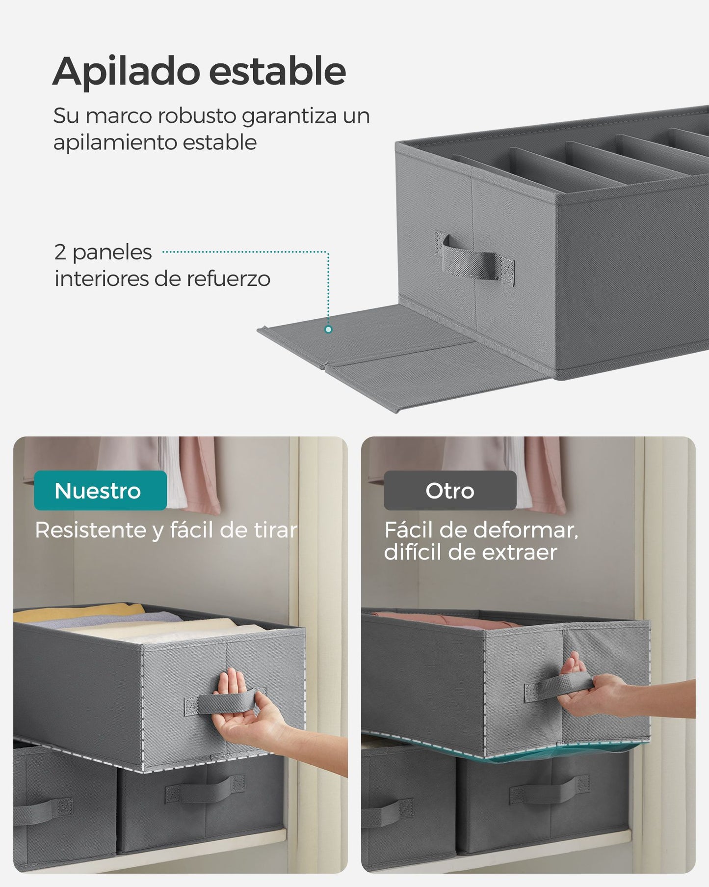 Juego de 2 Organizadores de Cajón Gris Mística-SONGMICS