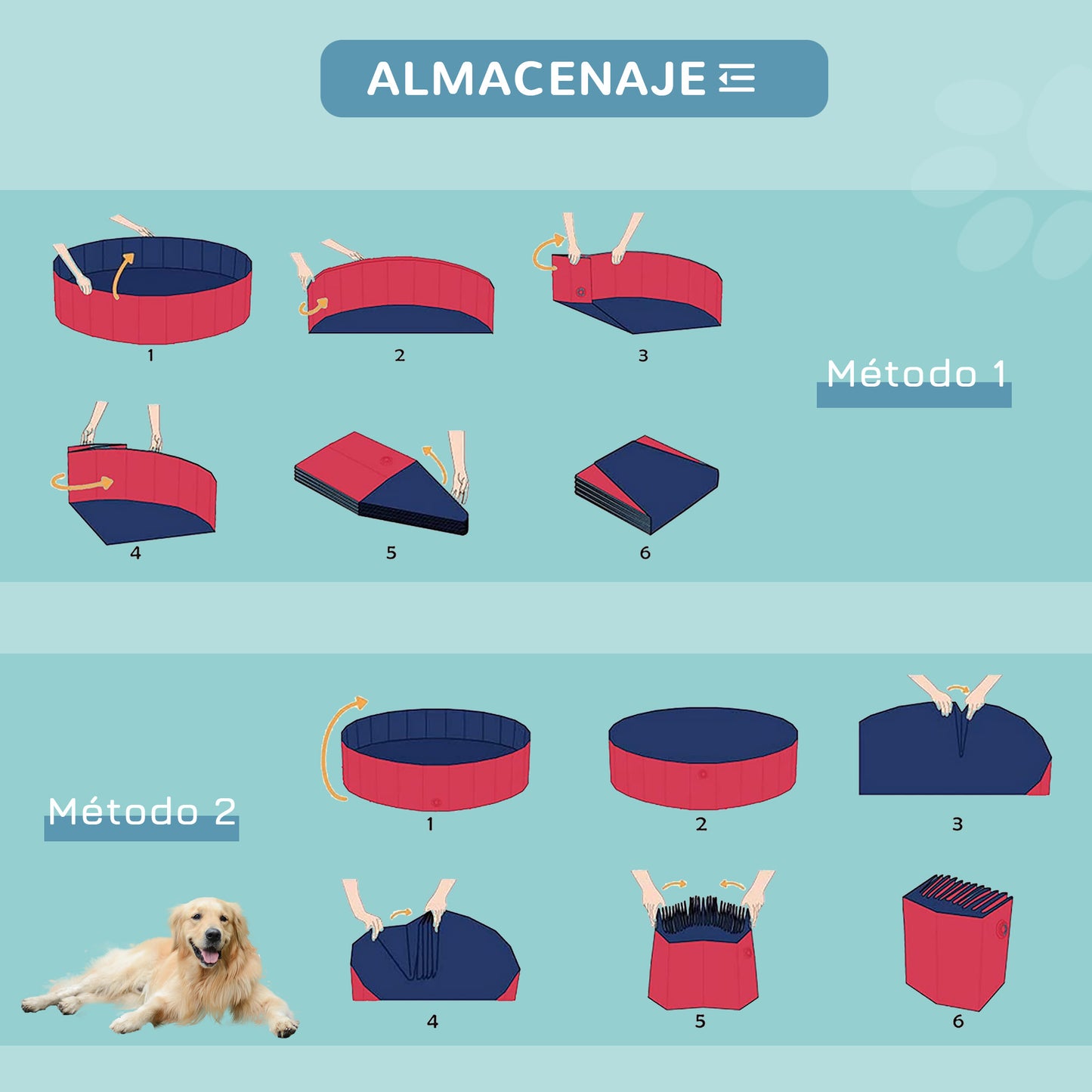 PawHut Piscina Plegable para Perros Gatos Ø160x30 cm Bañera Portátil para Mascotas PVC Antideslizante Múltiples Usos para Interiores y Exteriores Rojo