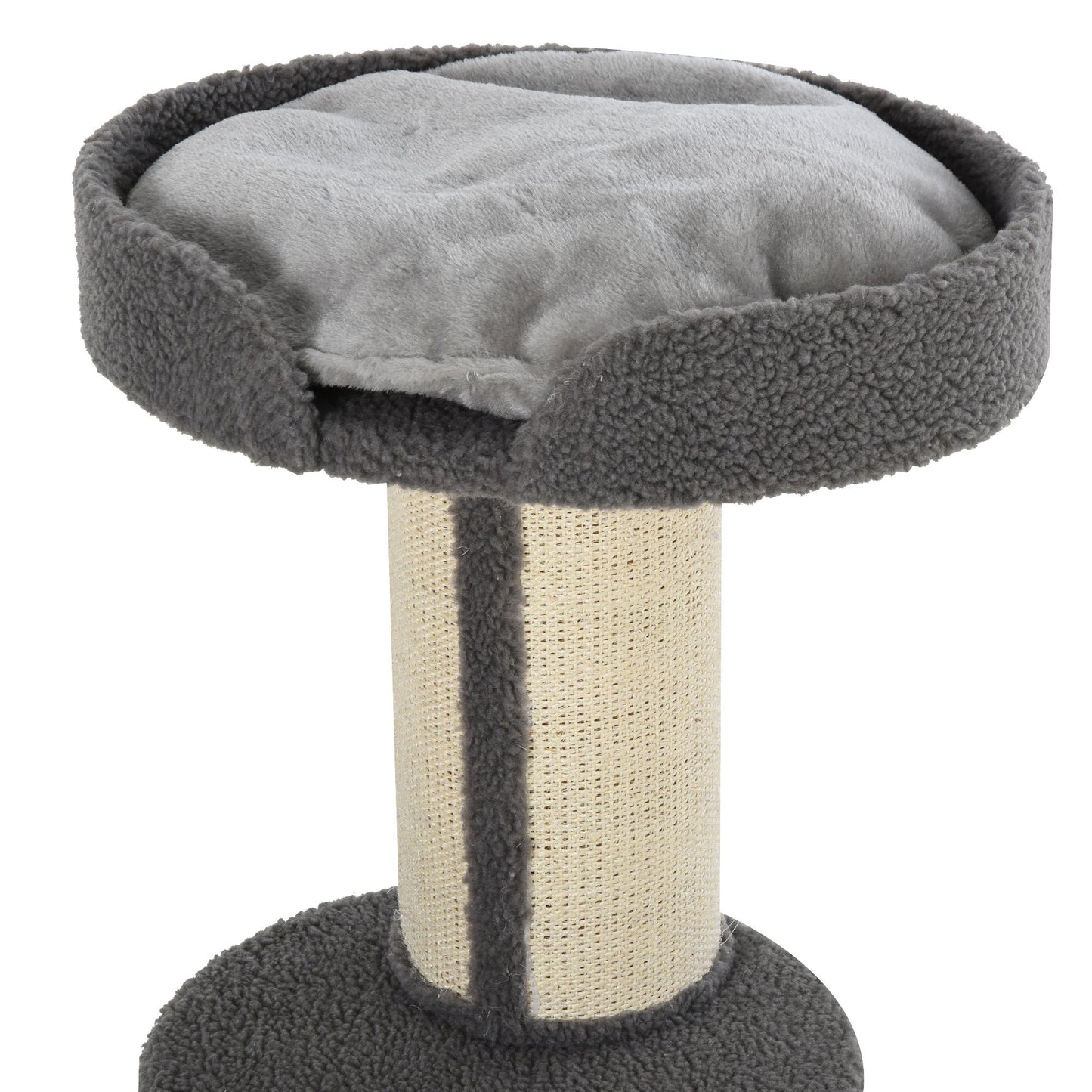 PawHut Árbol Rascador para Gatos Altura 91 cm Árbol para Gatos Torre para Gatos de 3 Niveles con Nido Plataforma y Poste de Sisal 45x45x91 cm Gris