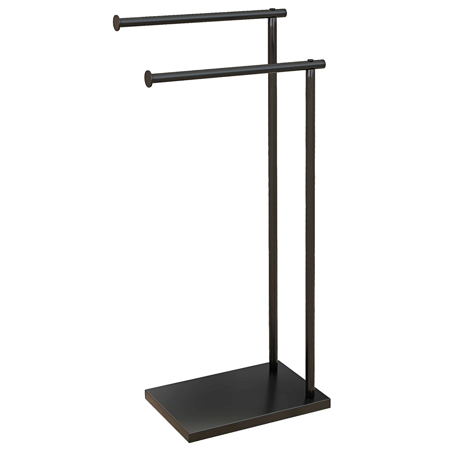 HOMCOM Toallero de Pie de 2 Niveles Toallero Escalera con 2 Barras y Marco Metálico Toallero de Baño Moderno en Forma de L 35,5x20x78 cm Negro