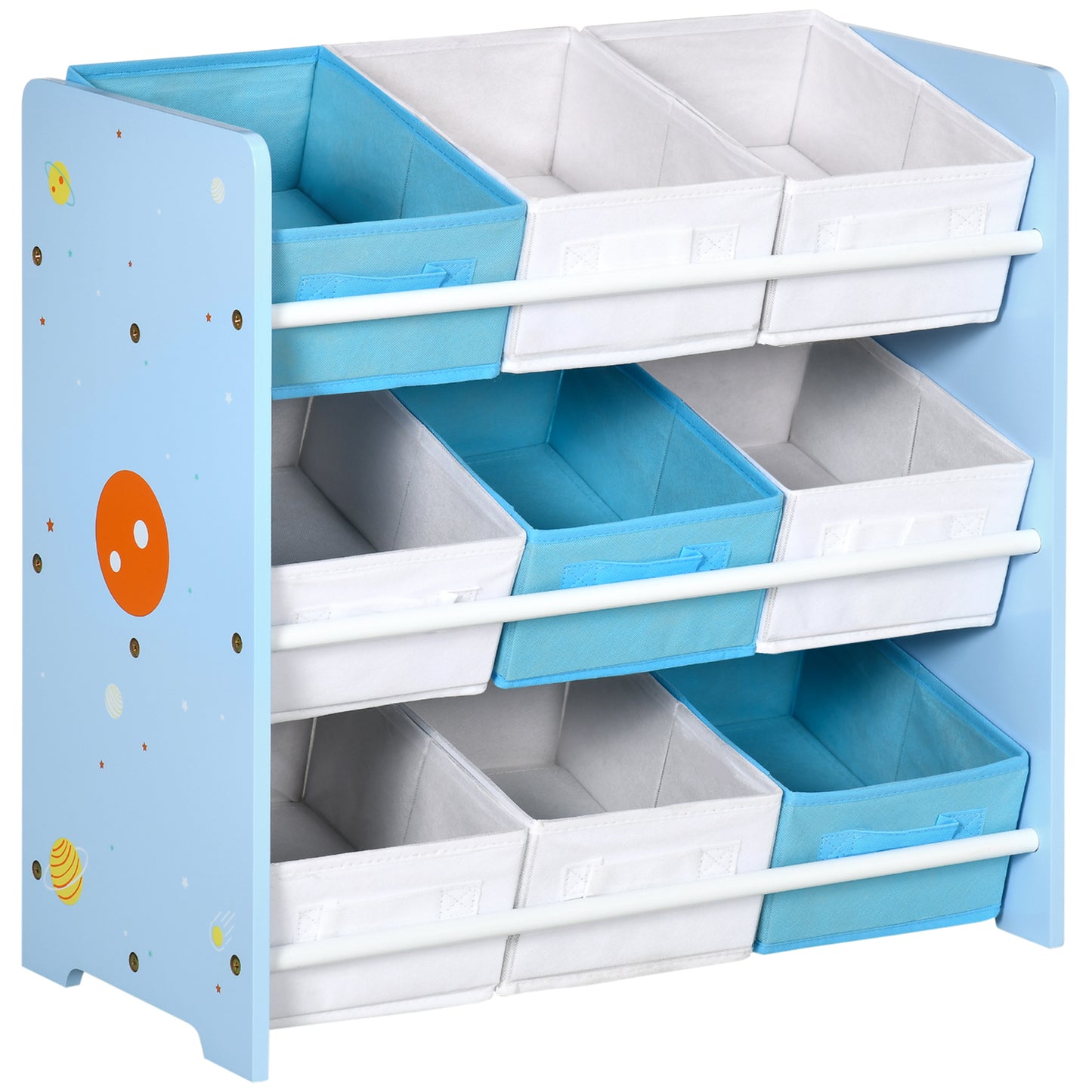 ZONEKIZ Estantería Infantil con 9 Cajas de Tela no Tejida Extraíbles Organizador de Juguetes para Dormitorio Guardería 63x30x60 cm Azul