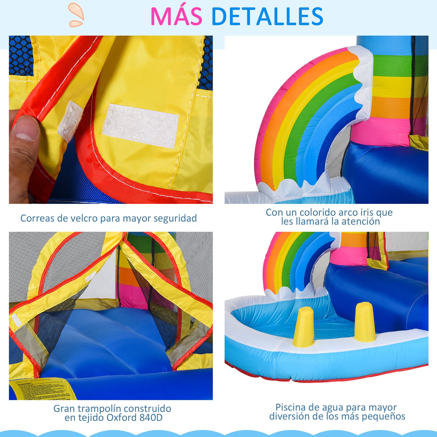 Outsunny Castillo Hinchable con Cama de Salto y Piscina para Niños de +3 Años Incluye Inflador y Bolsa de Transporte para Interior Exterior 280x170x155 cm Multicolor