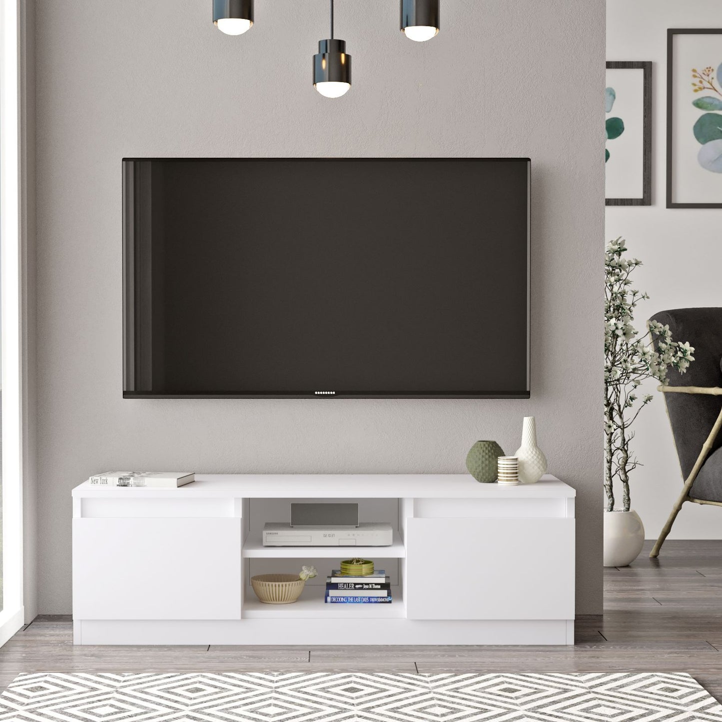 Mueble Silva Tv 2 Puertas - Venprodin - 120 Cm Blanco